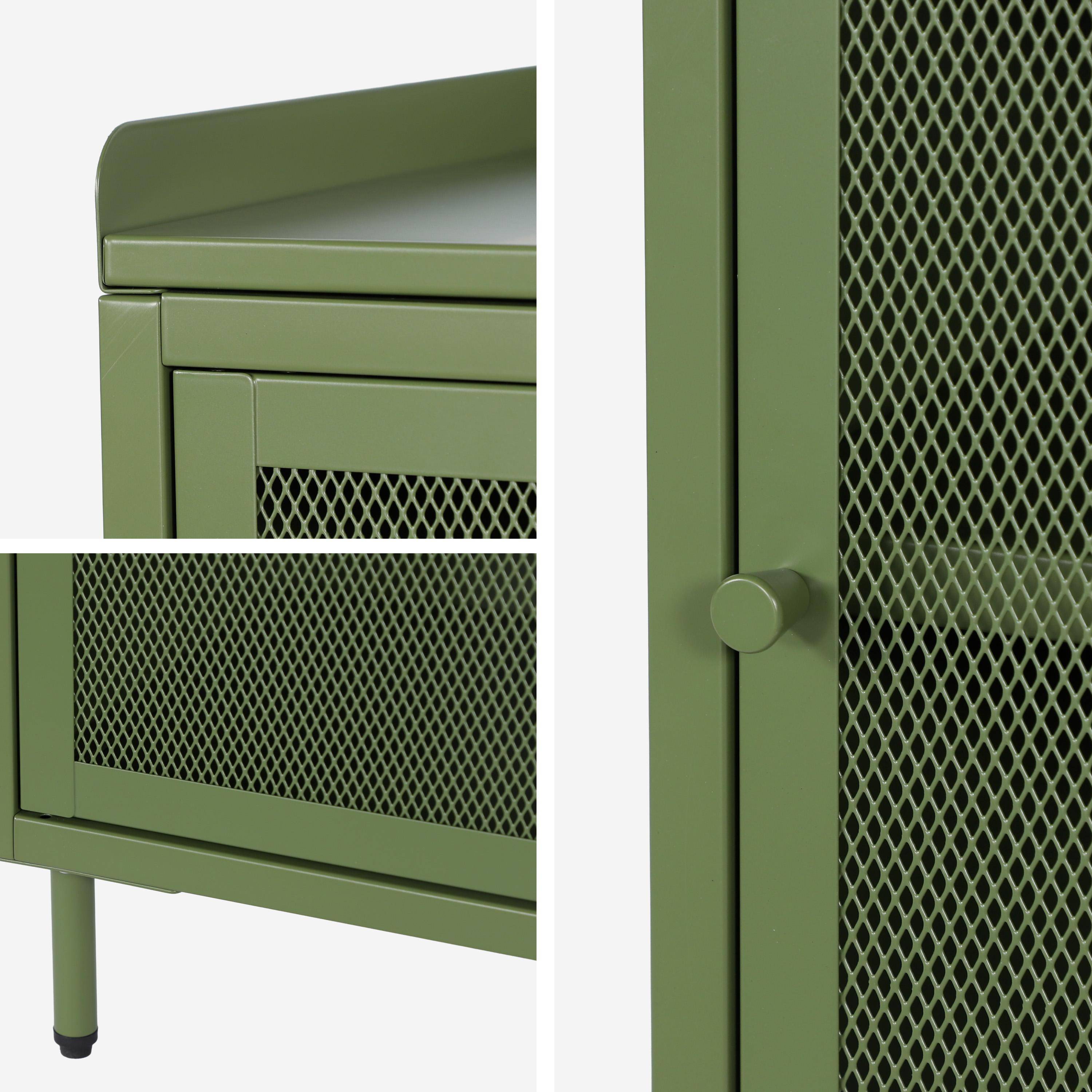 Lot de 2 tables de chevet industrielles métal vert 1 porte grillagée, 40 x 37 x 58,5 cm - Ohio Photo5