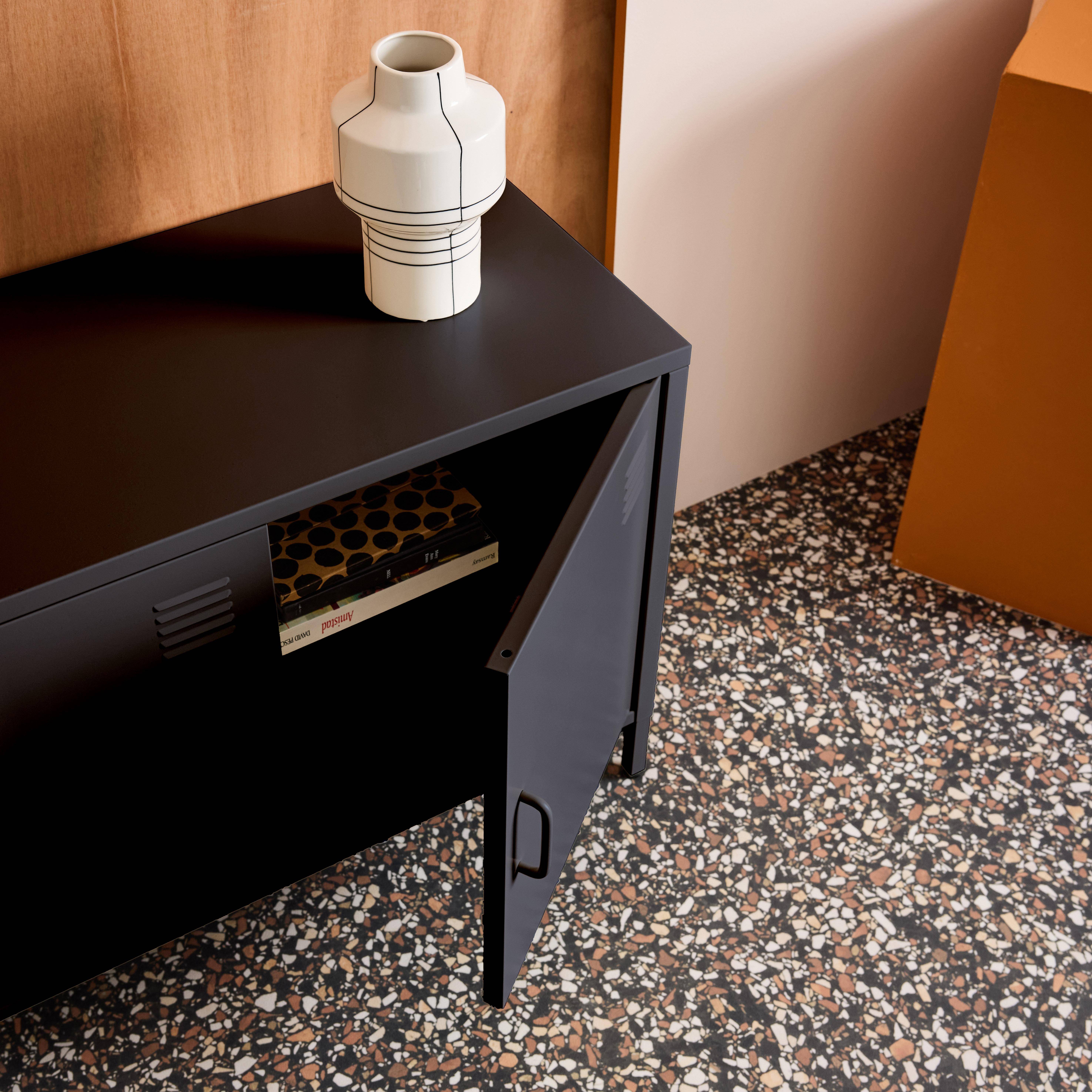 Mueble de TV industrial de metal con 3 puertas, 120cm, Alabama, Negro, 120x40x60 cm Photo8