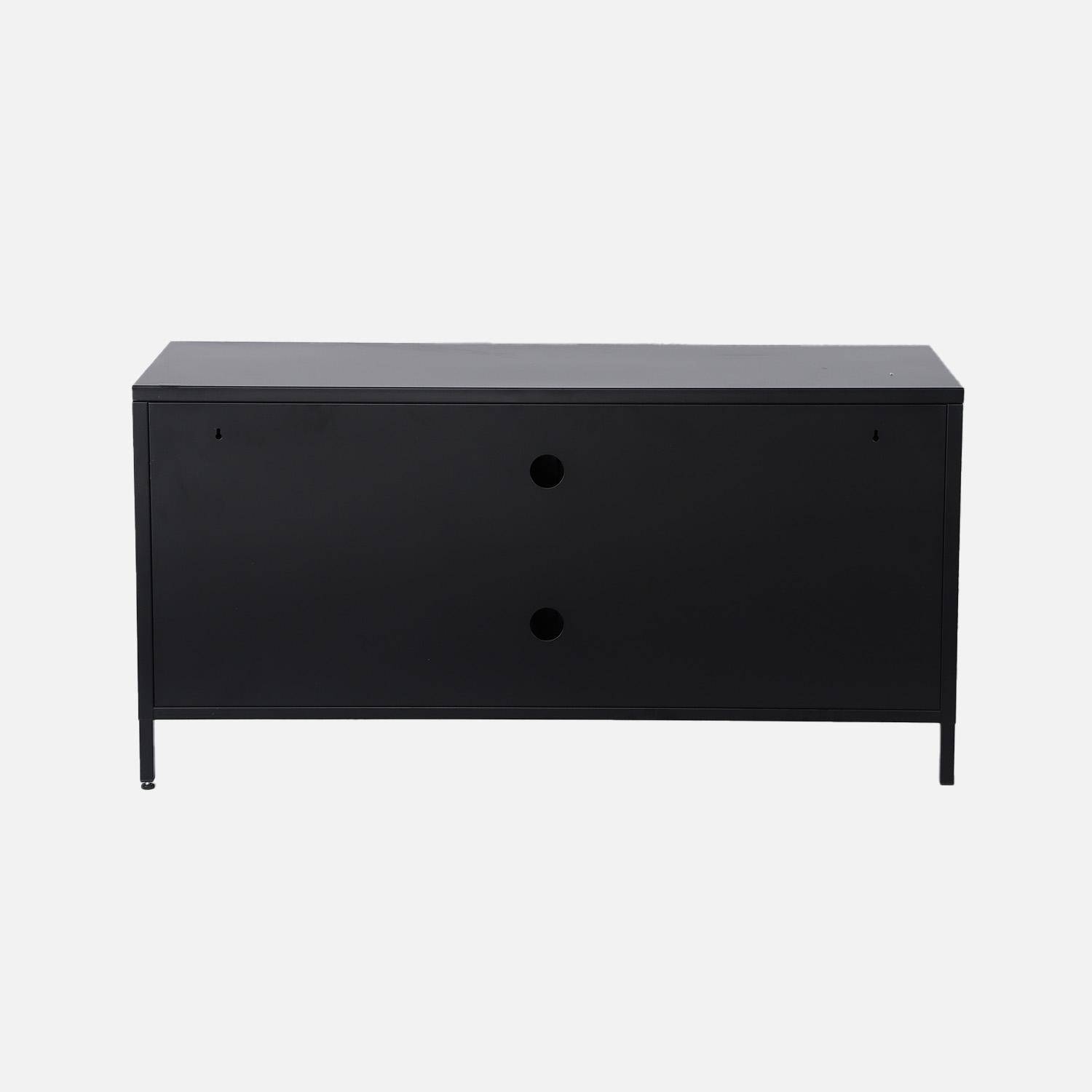 Móvel de TV industrial de metal com 3 portas, 120cm, Alabama, Preto, 120x40x60 cm Photo4