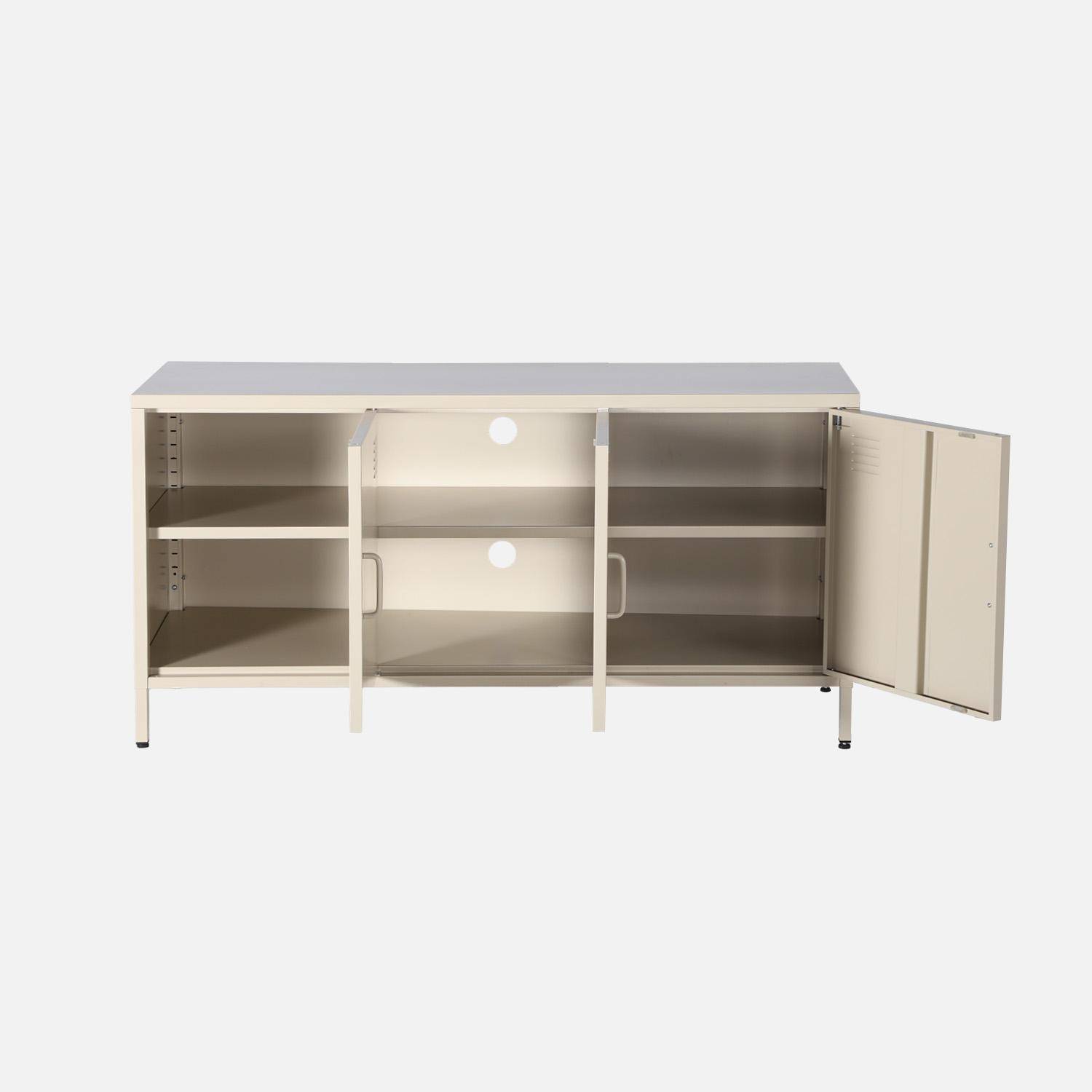 Móvel de TV industrial de metal com 3 portas, 120cm, Alabama, Creme, 120x40x60 cm Photo3