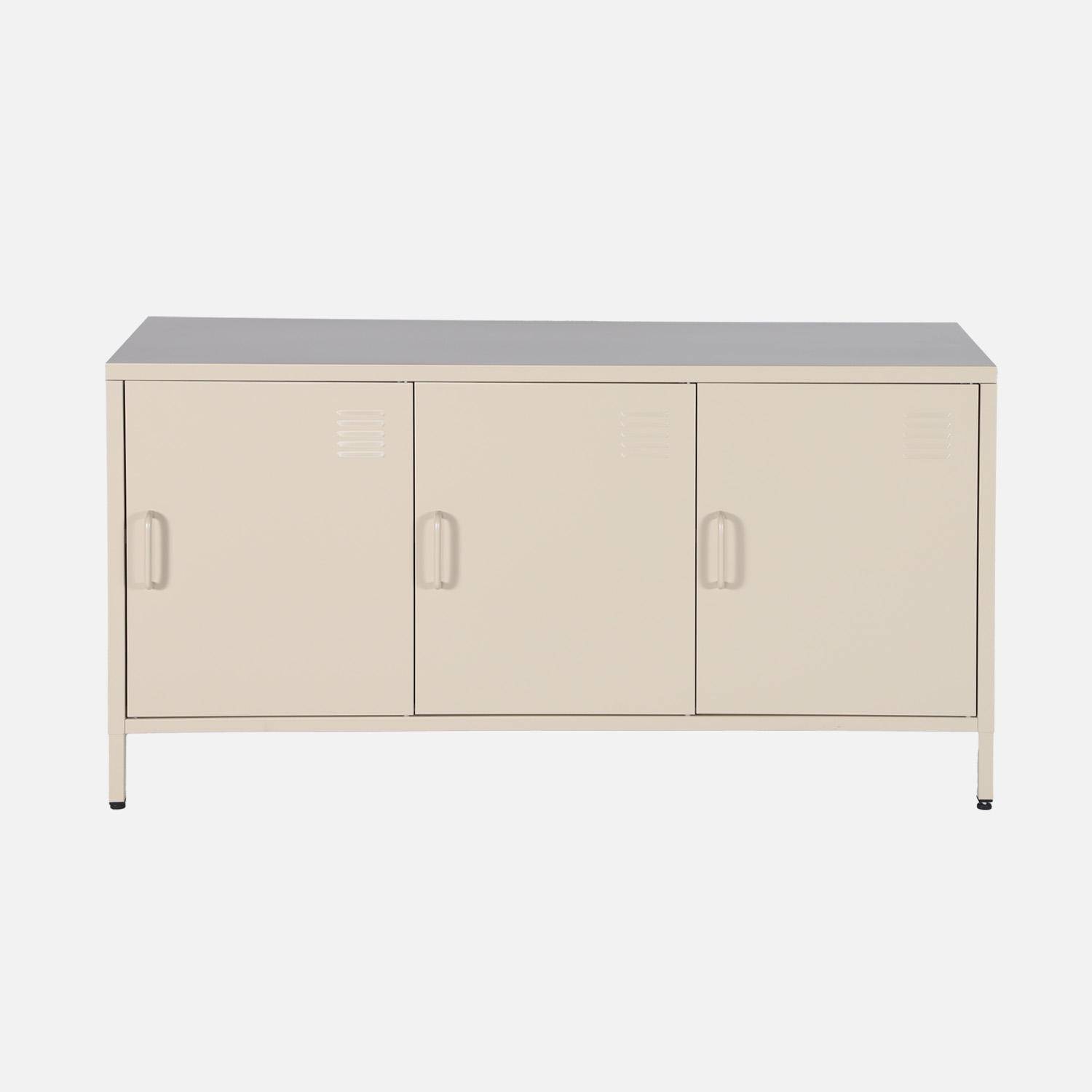 Móvel de TV industrial de metal com 3 portas, 120cm, Alabama, Creme, 120x40x60 cm,sweeek,Photo2