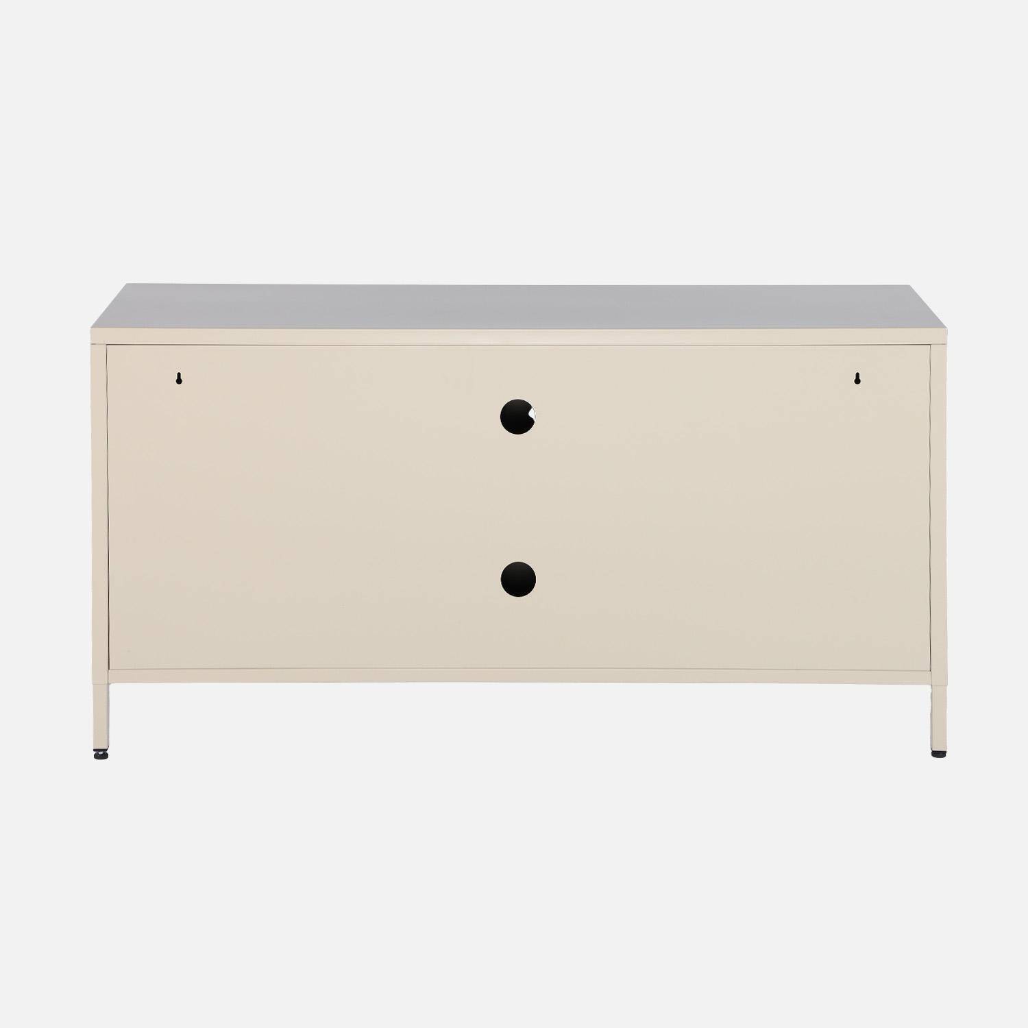 Móvel de TV industrial de metal com 3 portas, 120cm, Alabama, Creme, 120x40x60 cm Photo4