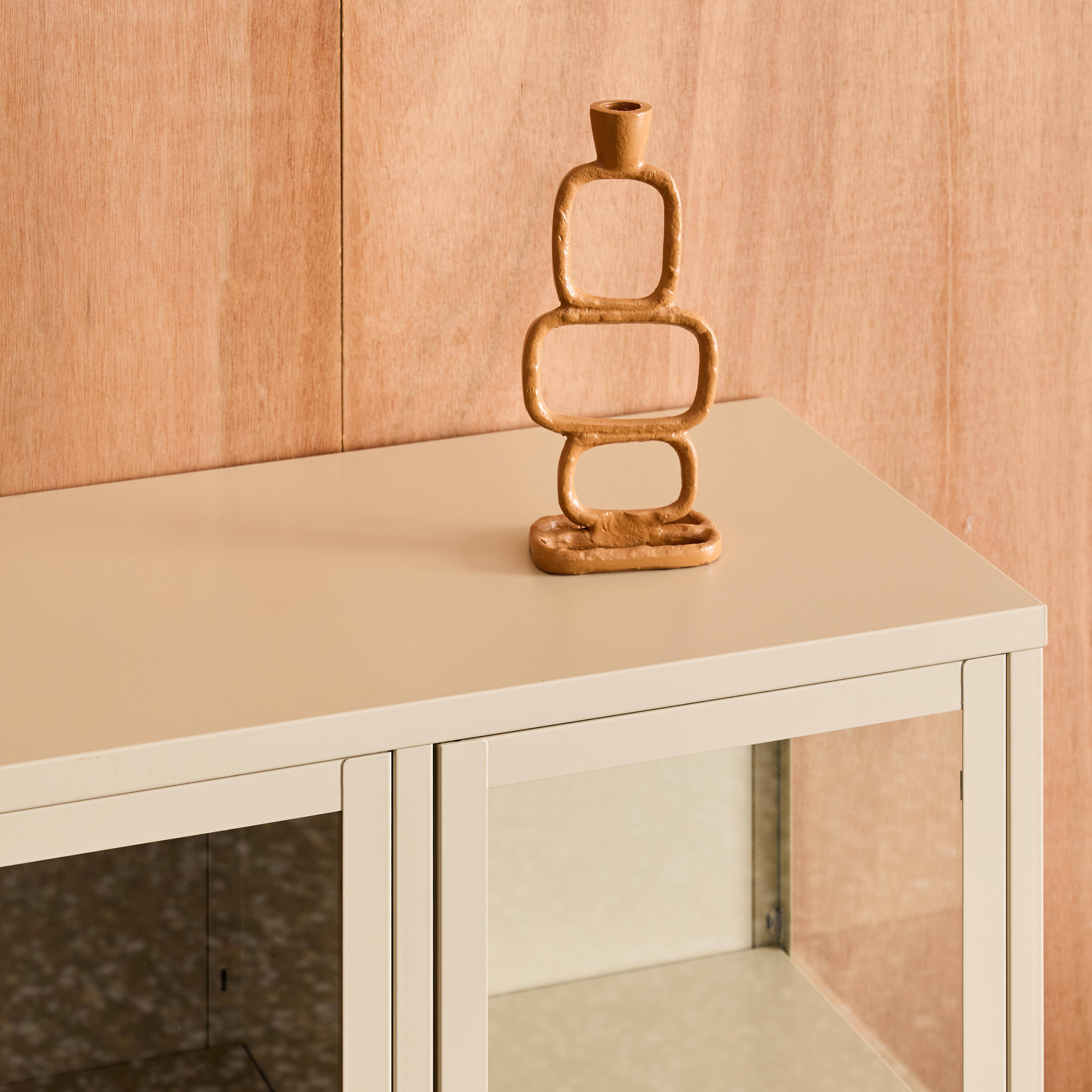 Industrial metal and tempered glass sideboard with 3 doors 100cm, Arkansas, Beige, 100x35x80 cm Photo8