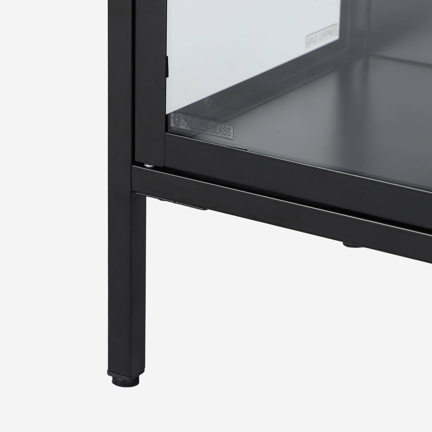 Meuble TV industriel métal et verre trempé 3 portes 120cm noir - Arkansas,sweeek,Photo3