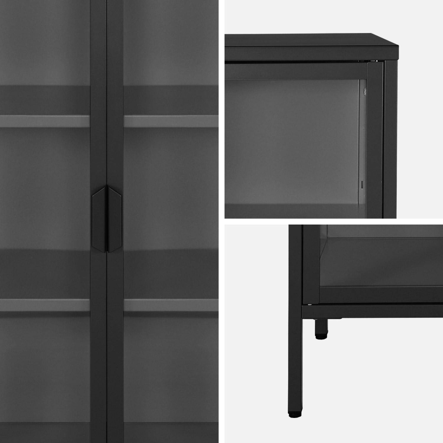 Armoire vitrine acier et verre trempé 2 portes 102cm noir - Arkansas,sweeek,Photo3