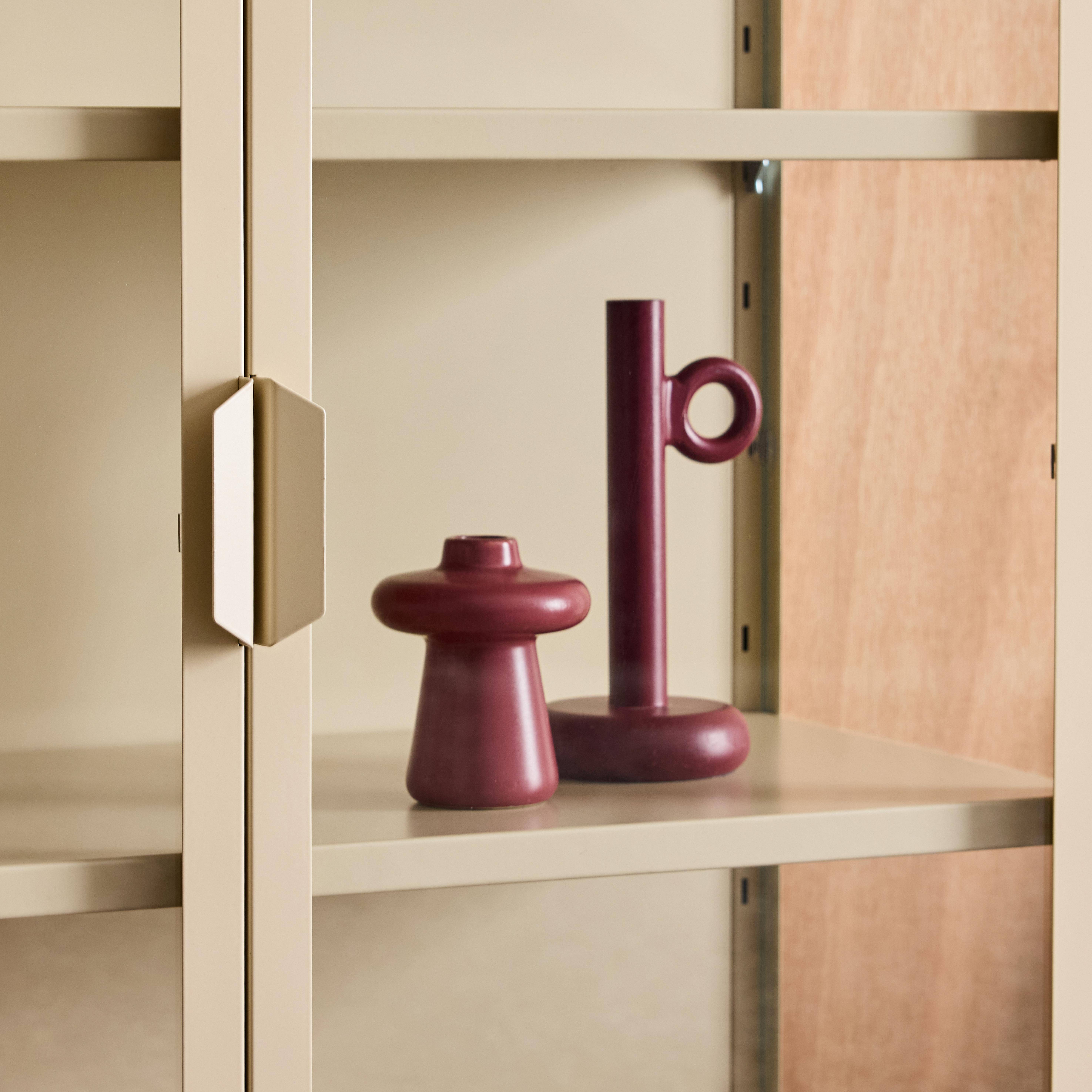 Steel and Tempered Glass Display Cabinet 2 Doors, Arkansas, Beige, 80x35x102 cm,sweeek,Photo5