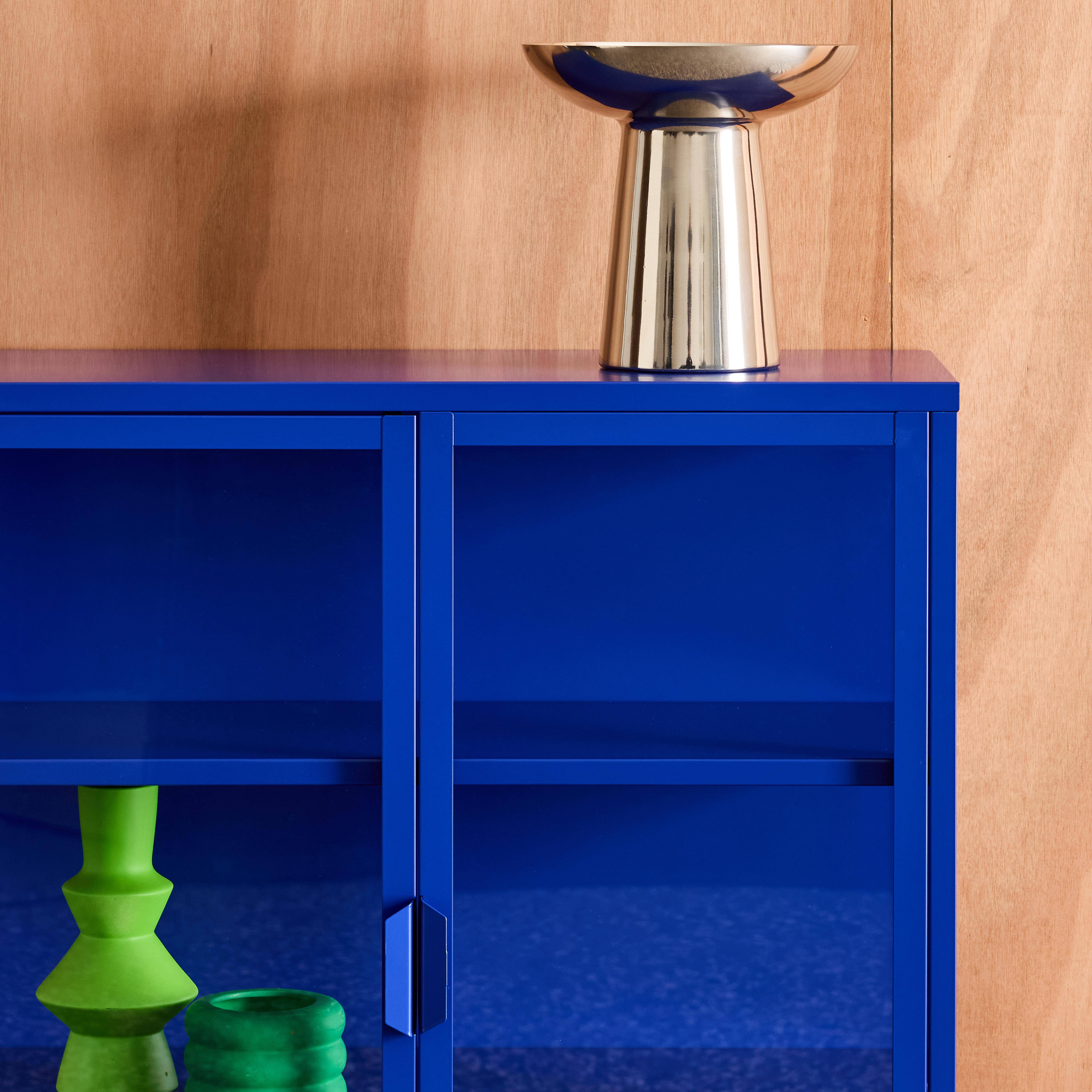 Steel and Tempered Glass Display Cabinet 2 Doors Blue 80x35x102 cm - Arkansas,sweeek,Photo5