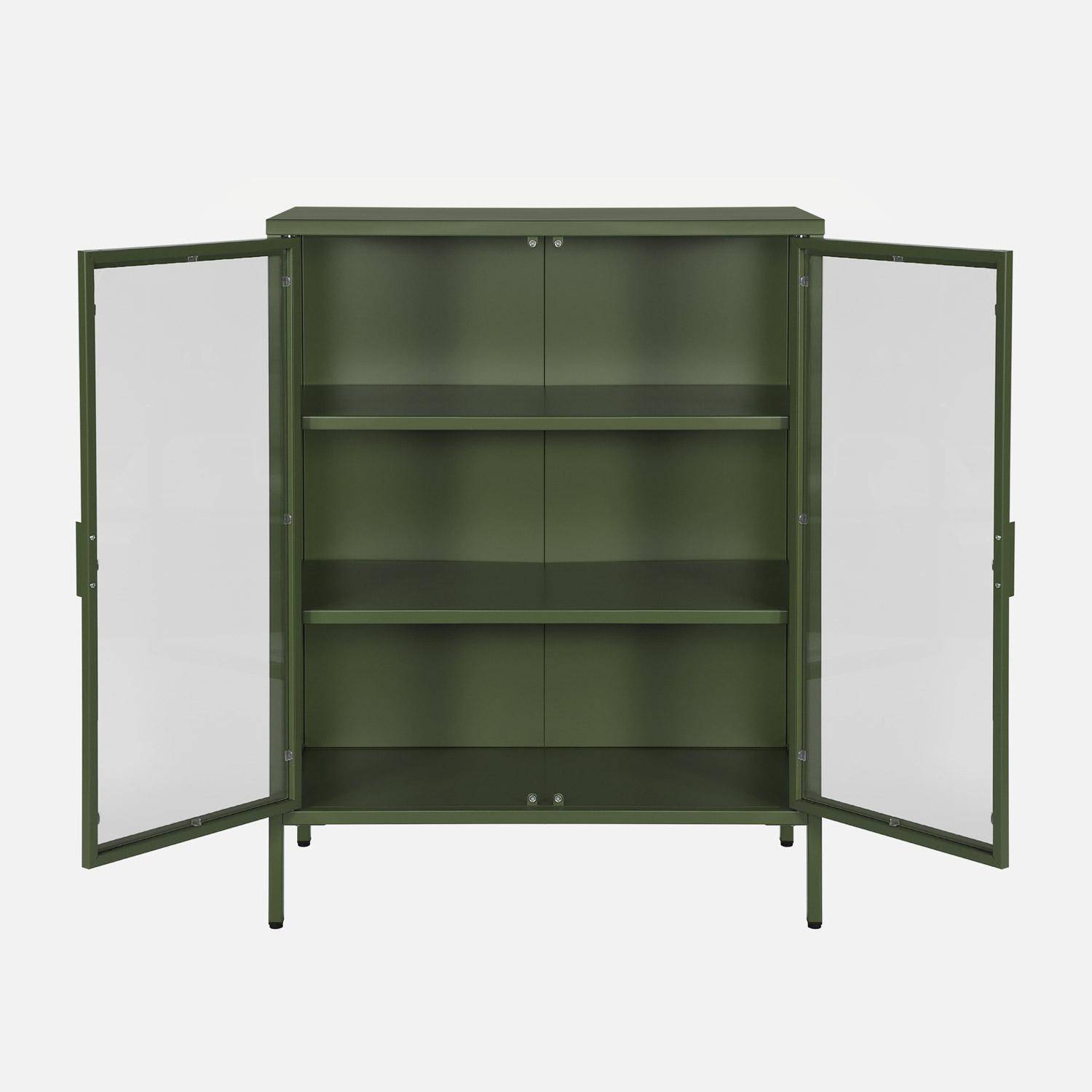 Armoire vitrine acier et verre trempé 2 portes 102cm vert - Arkansas,sweeek,Photo2