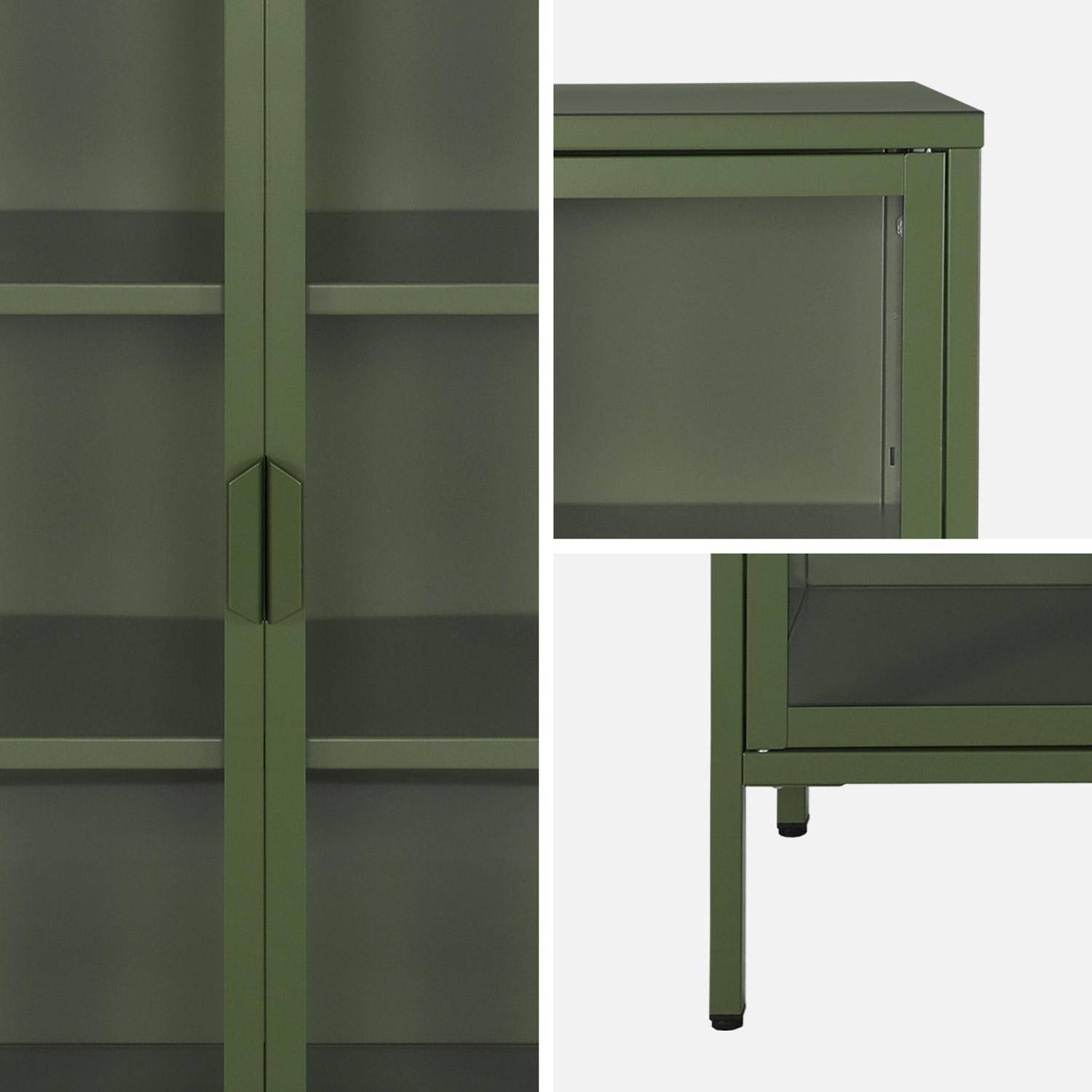 Armoire vitrine acier et verre trempé 2 portes 102cm vert - Arkansas,sweeek,Photo3