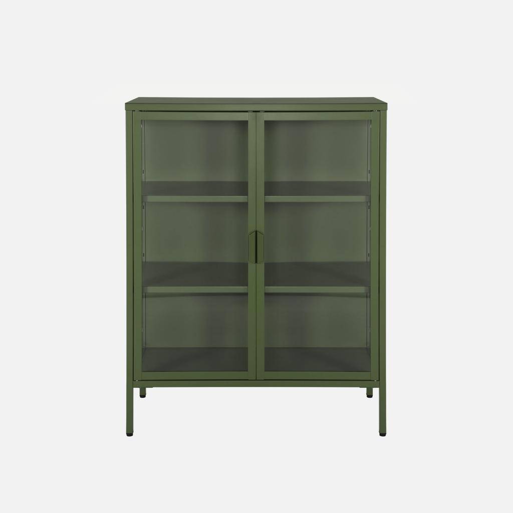 Steel and Tempered Glass Display Cabinet 2 Doors Green 80x35x102 cm - Arkansas,sweeek,Photo1