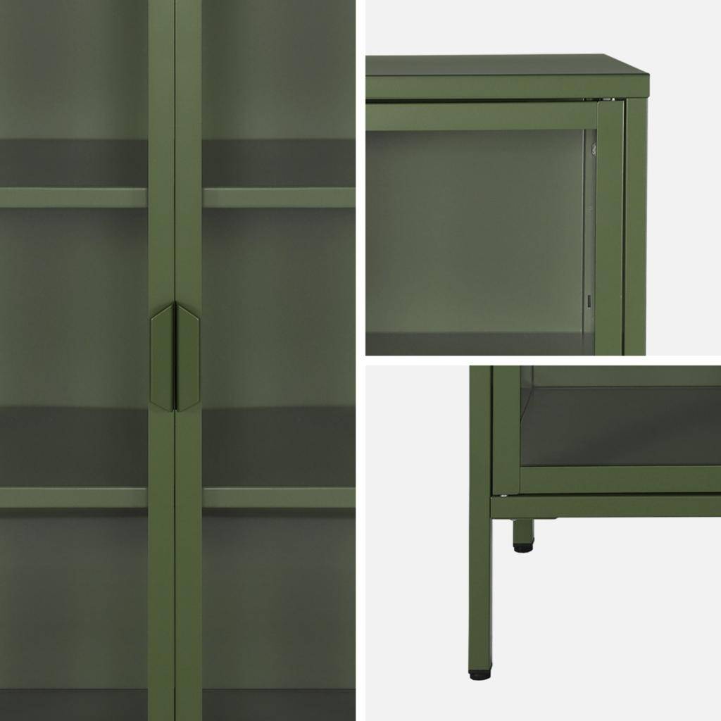 Steel and Tempered Glass Display Cabinet 2 Doors Green 80x35x102 cm - Arkansas,sweeek,Photo3