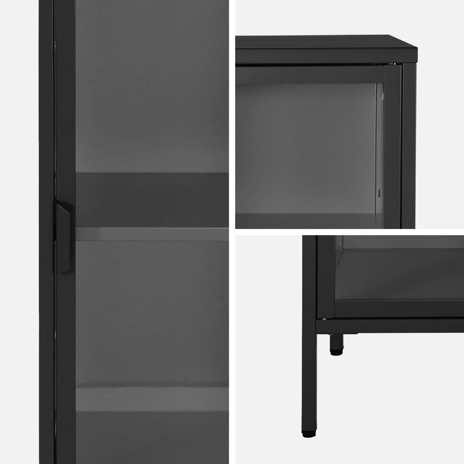 Aparador de aço e vidro temperado 1 porta, 160cm, Arkansas, Preto, 40x35x160 cm Photo3