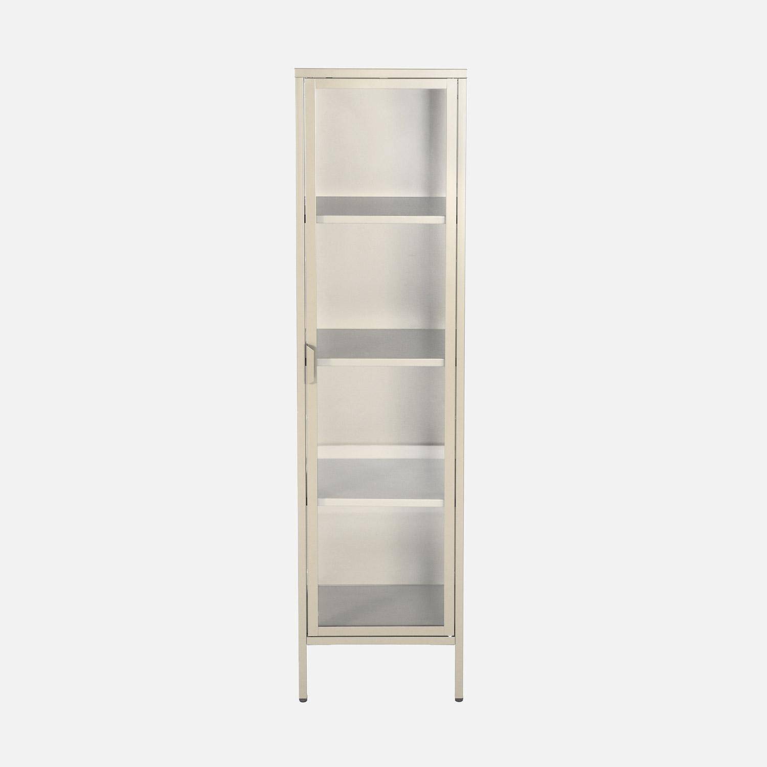 Buffet, vaisselier acier et verre trempé 1 porte 160cm beige - Arkansas Photo1