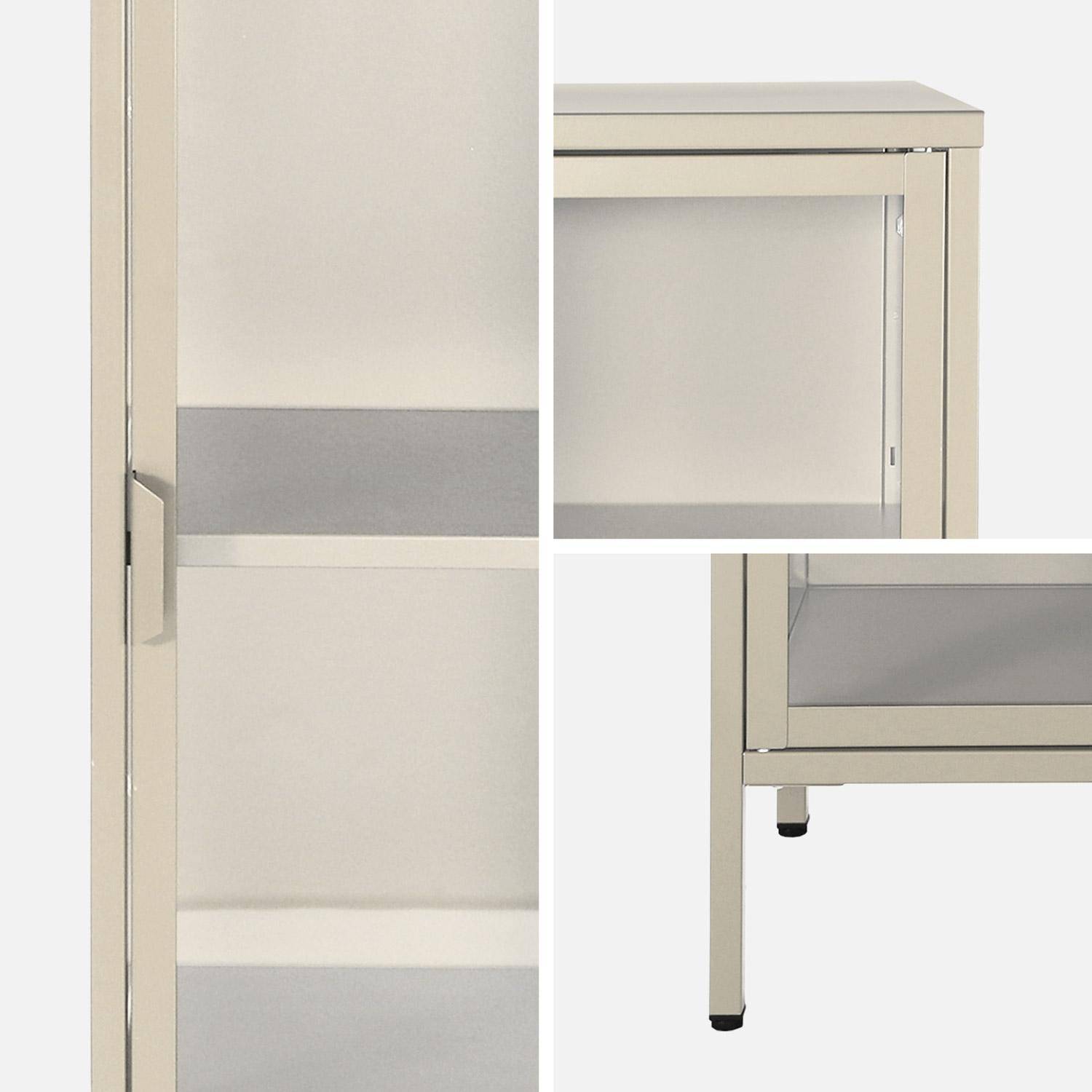 Buffet, vaisselier acier et verre trempé 1 porte 160cm beige - Arkansas,sweeek,Photo3