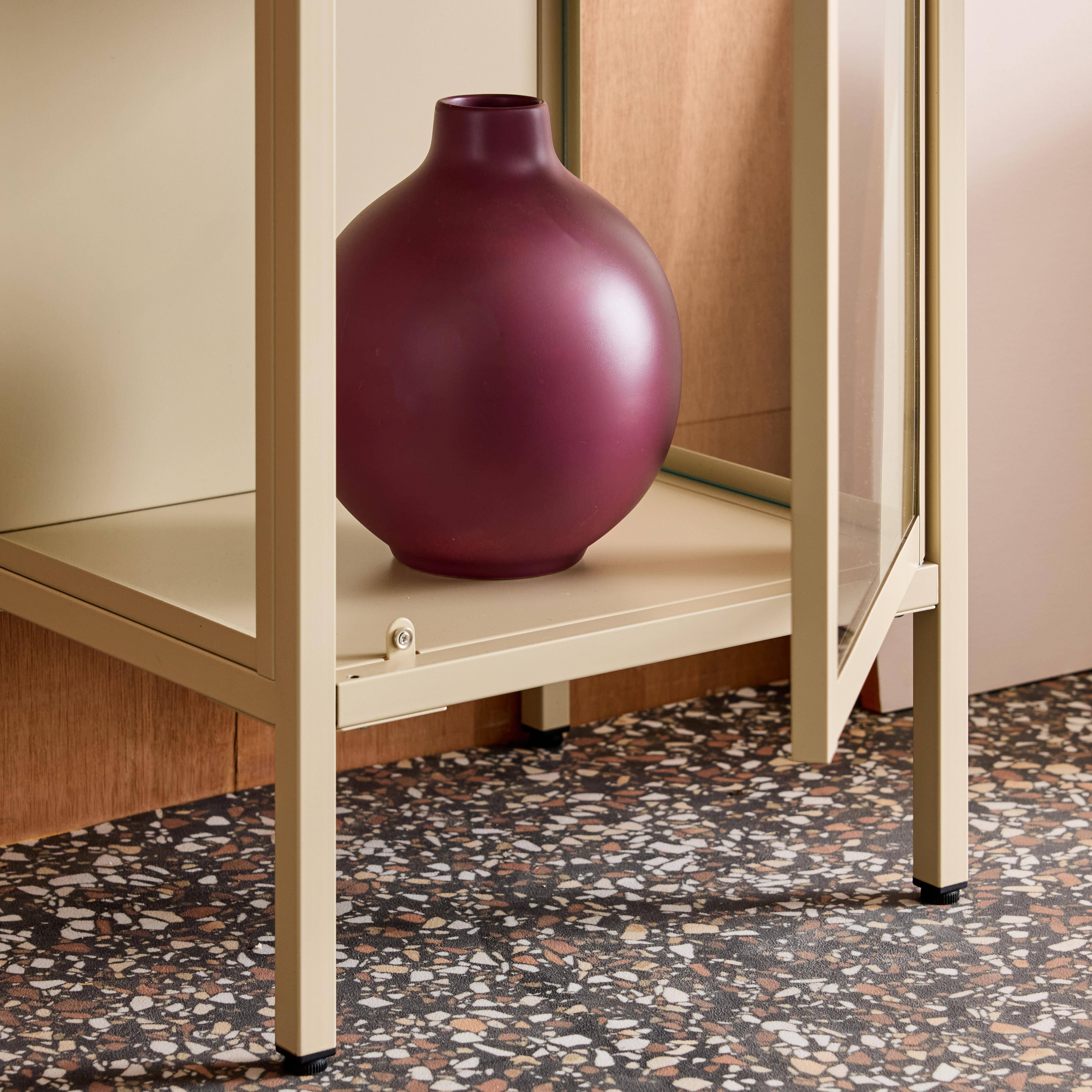 Sideboard, steel and tempered glass display cabinet with 1 door Beige 40x35x160 cm - Arkansas,sweeek,Photo6