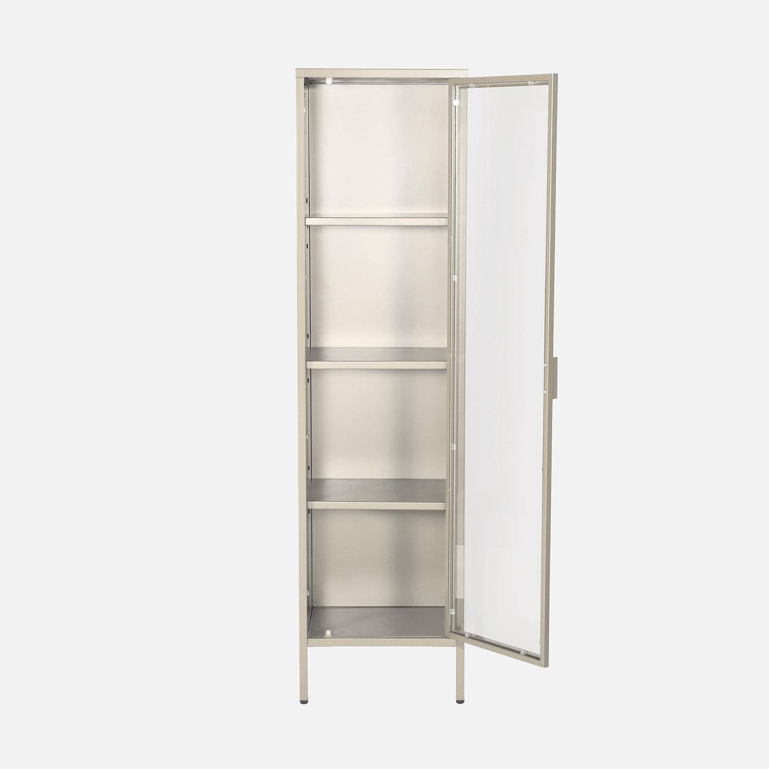 Buffet, vaisselier acier et verre trempé 1 porte 160cm beige - Arkansas Photo2