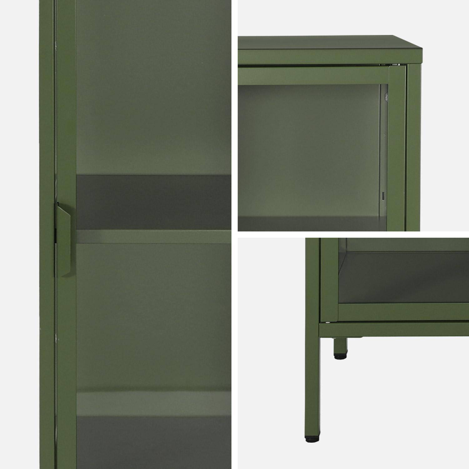 Aparador de aço e vidro temperado 1 porta, 160cm, Arkansas, Verde, 40x35x160 cm,sweeek,Photo3
