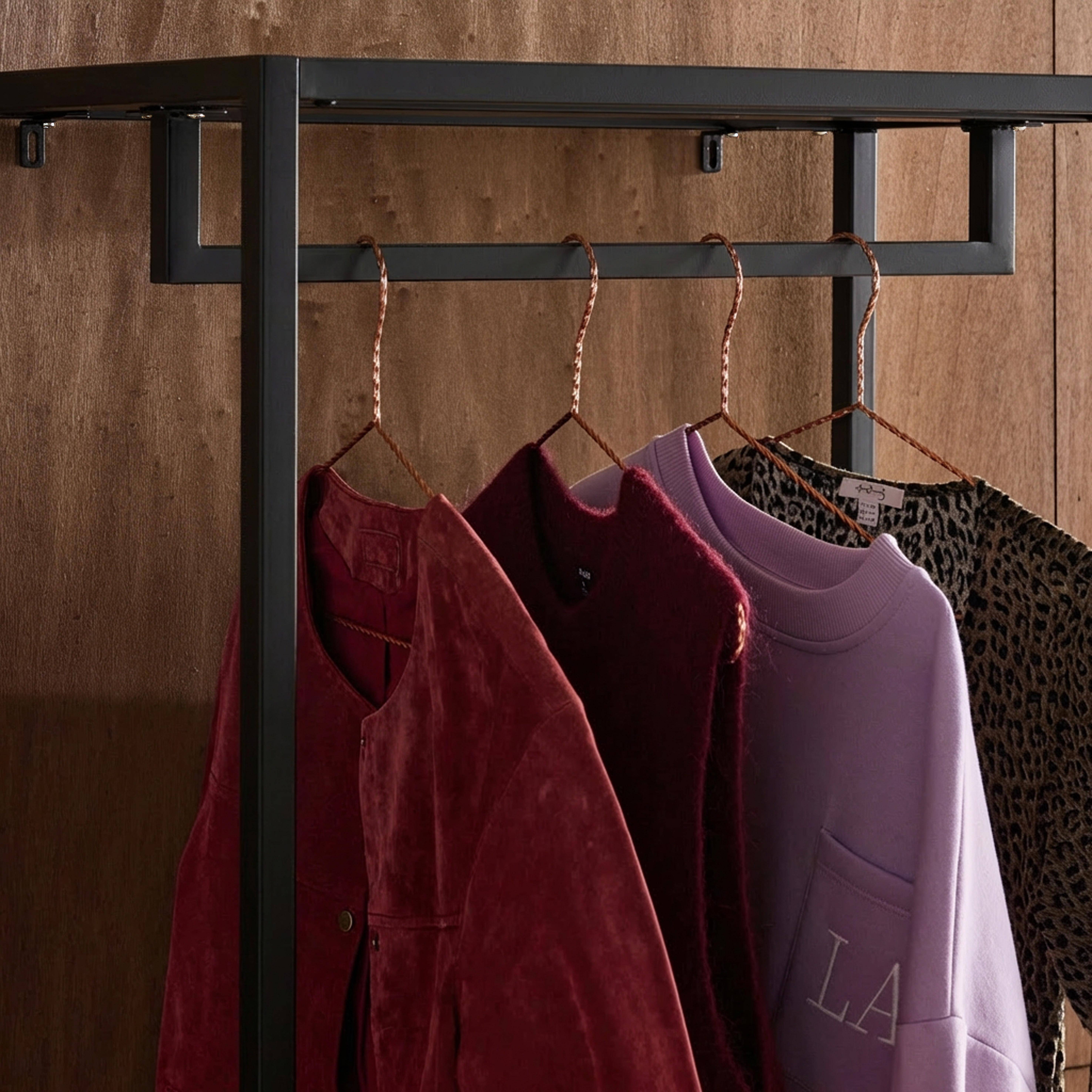 Hallway furniture, metal coat rack with hanging rod and 2 drawers Black 70x45x180 cm - Idaho Photo3