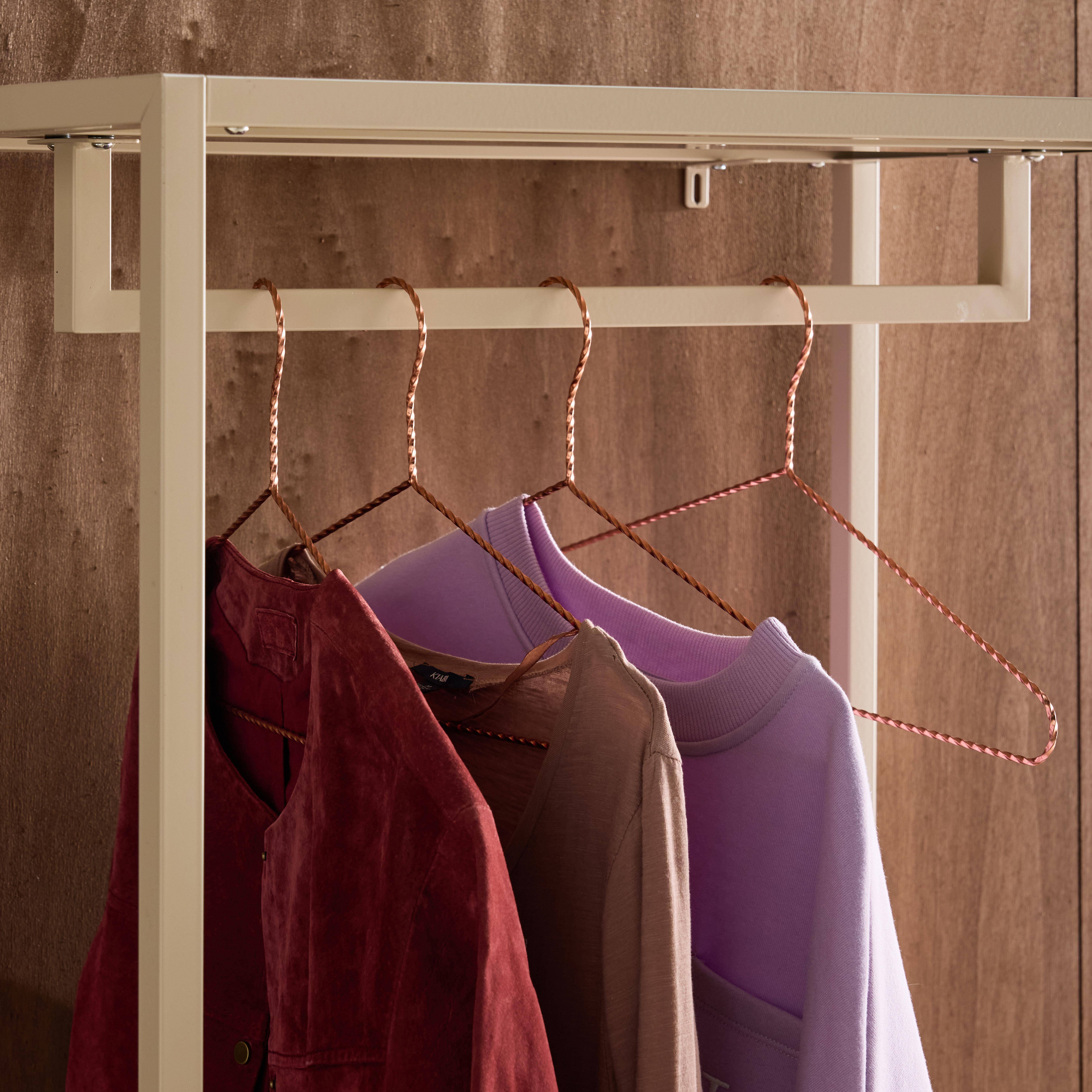 Hallway furniture, metal coat rack with hanging rod and 2 drawers Cream 70x45x180 cm - Idaho Photo3