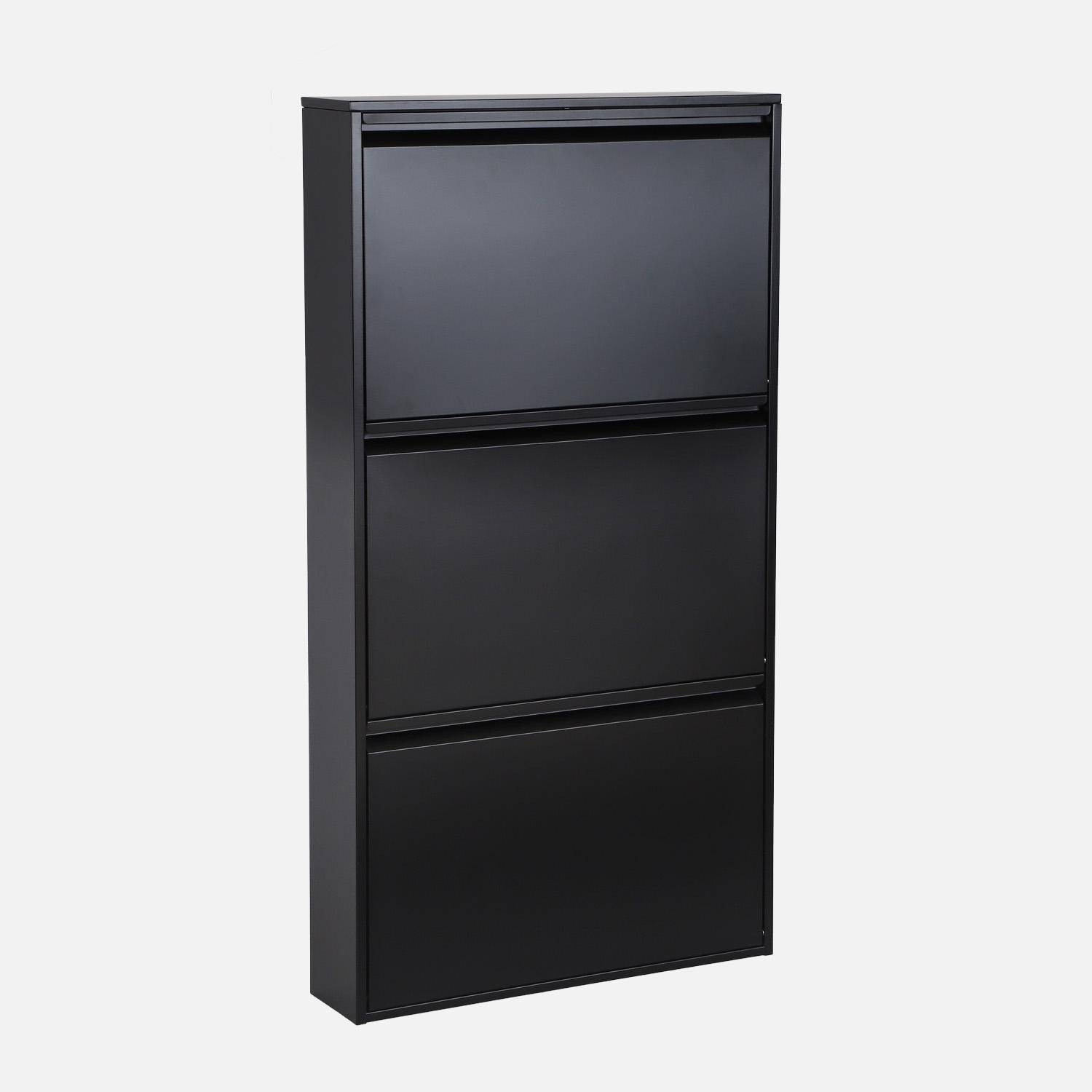 Schoenenkast met 3 kleplades metaal industrieel 65,5cm zwart - Kentucky,sweeek,Photo6