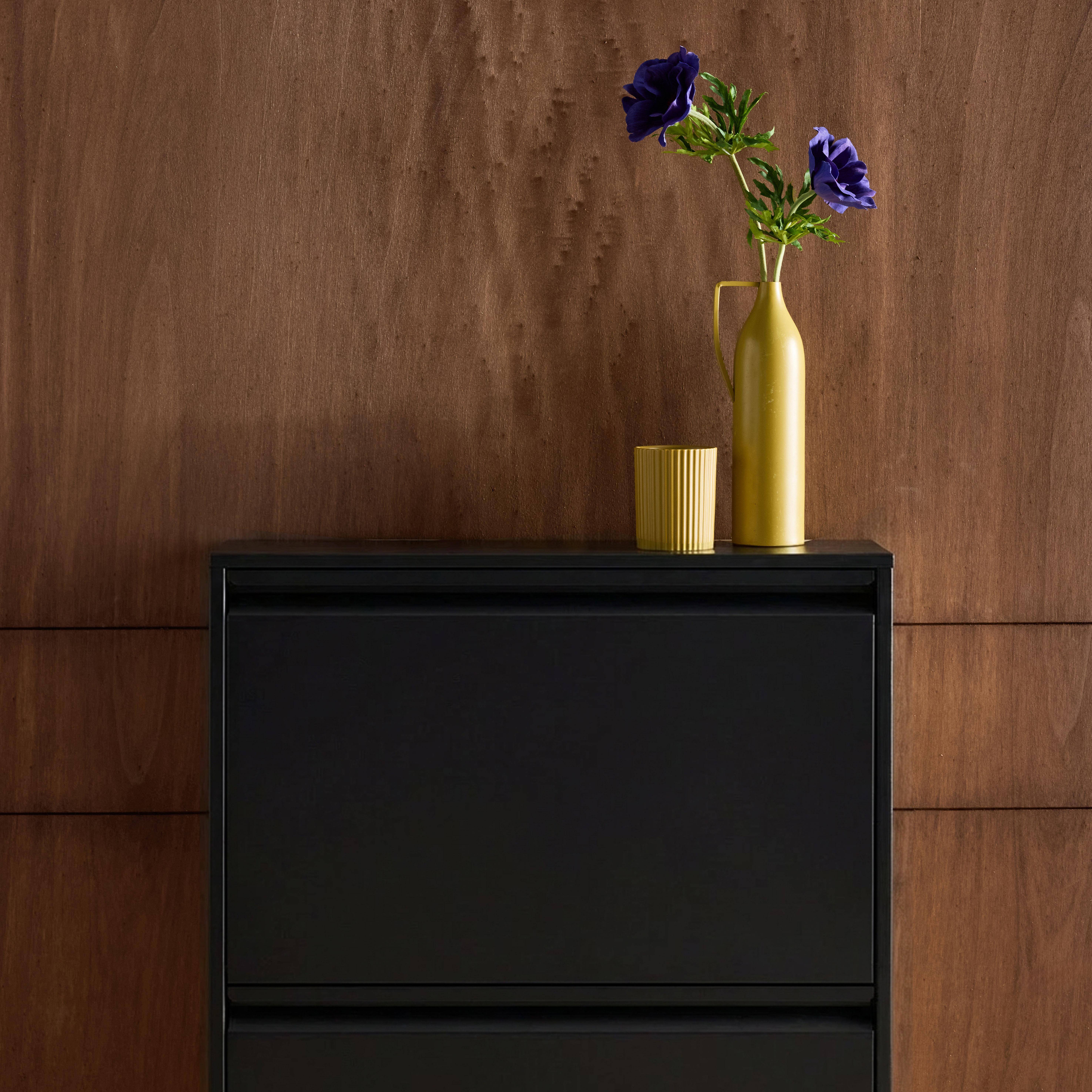 Schoenenkast met 3 kleplades metaal industrieel 65,5cm zwart - Kentucky,sweeek,Photo5