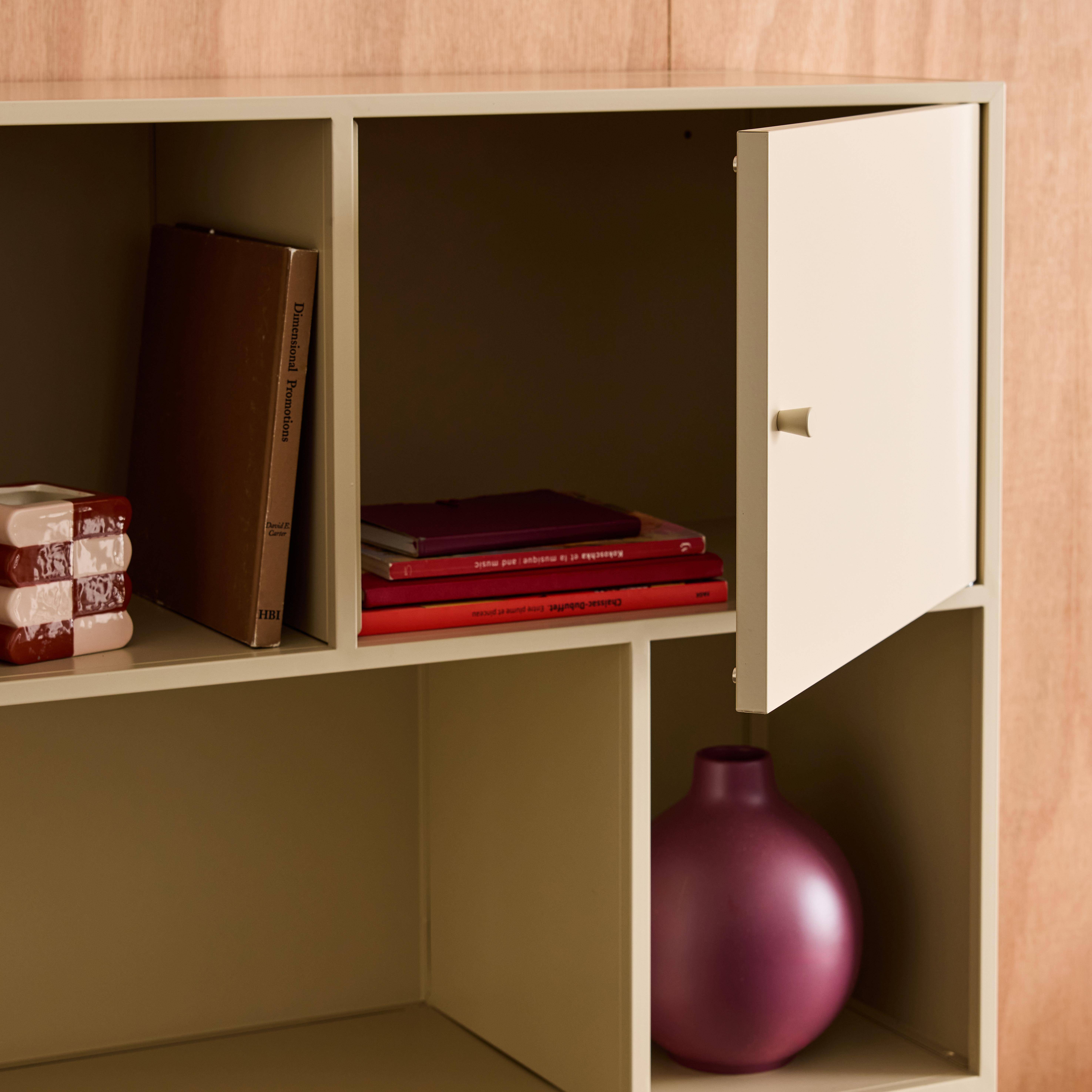 Kredens, industrialna szafka metalowa kremowa, 6 wnęk, dł. 80 x gł. 35 x wys. 125 cm - Oklahoma Photo7