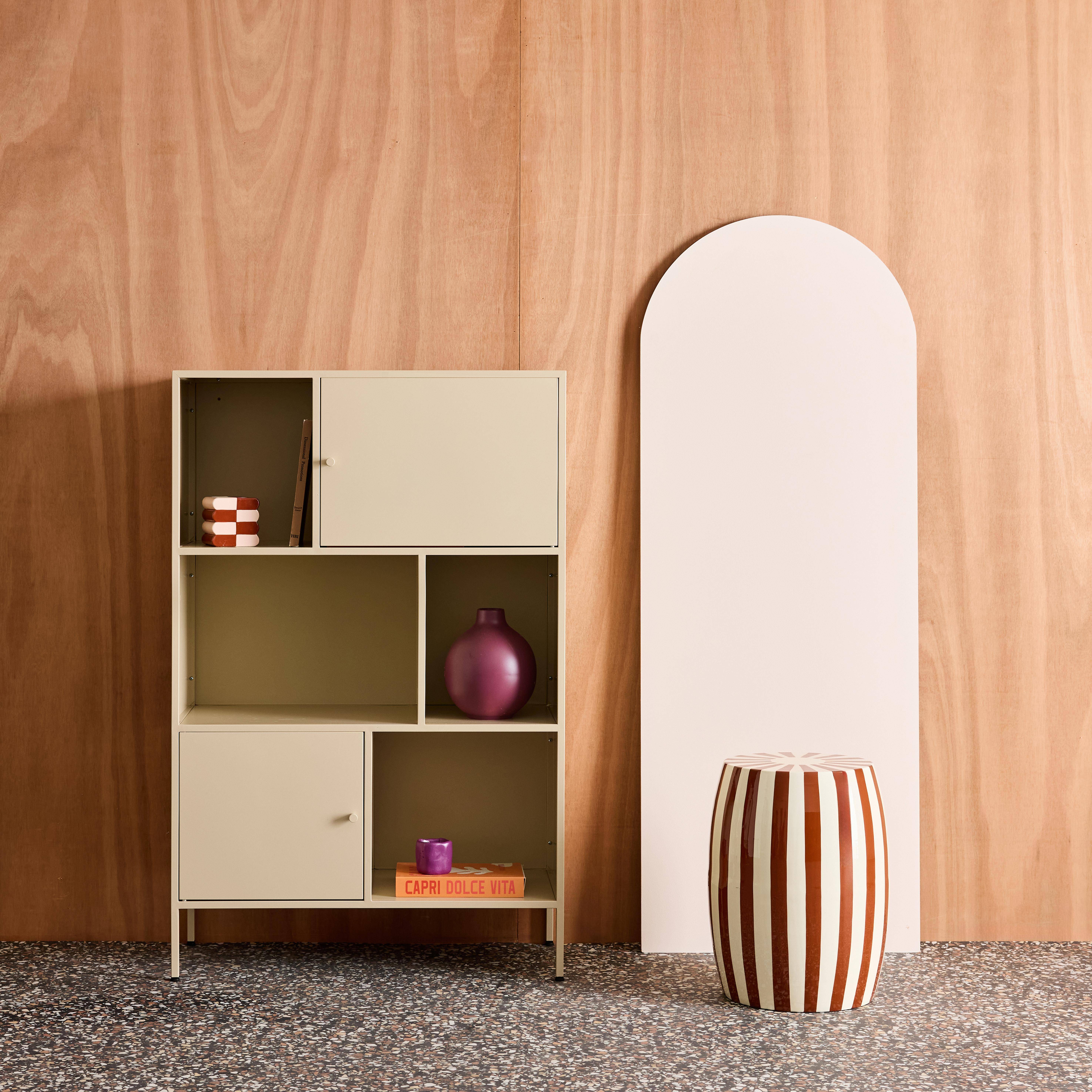 Kredens, industrialna szafka metalowa kremowa, 6 wnęk, dł. 80 x gł. 35 x wys. 125 cm - Oklahoma,sweeek,Photo1