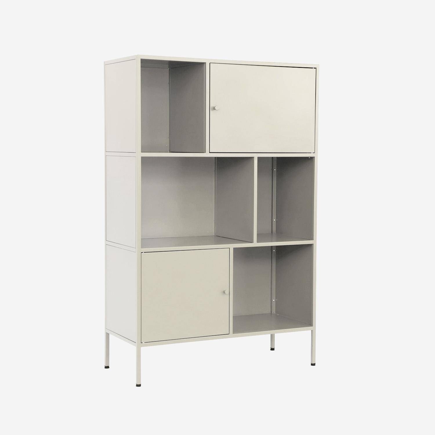 Kredens, industrialna szafka metalowa kremowa, 6 wnęk, dł. 80 x gł. 35 x wys. 125 cm - Oklahoma Photo10