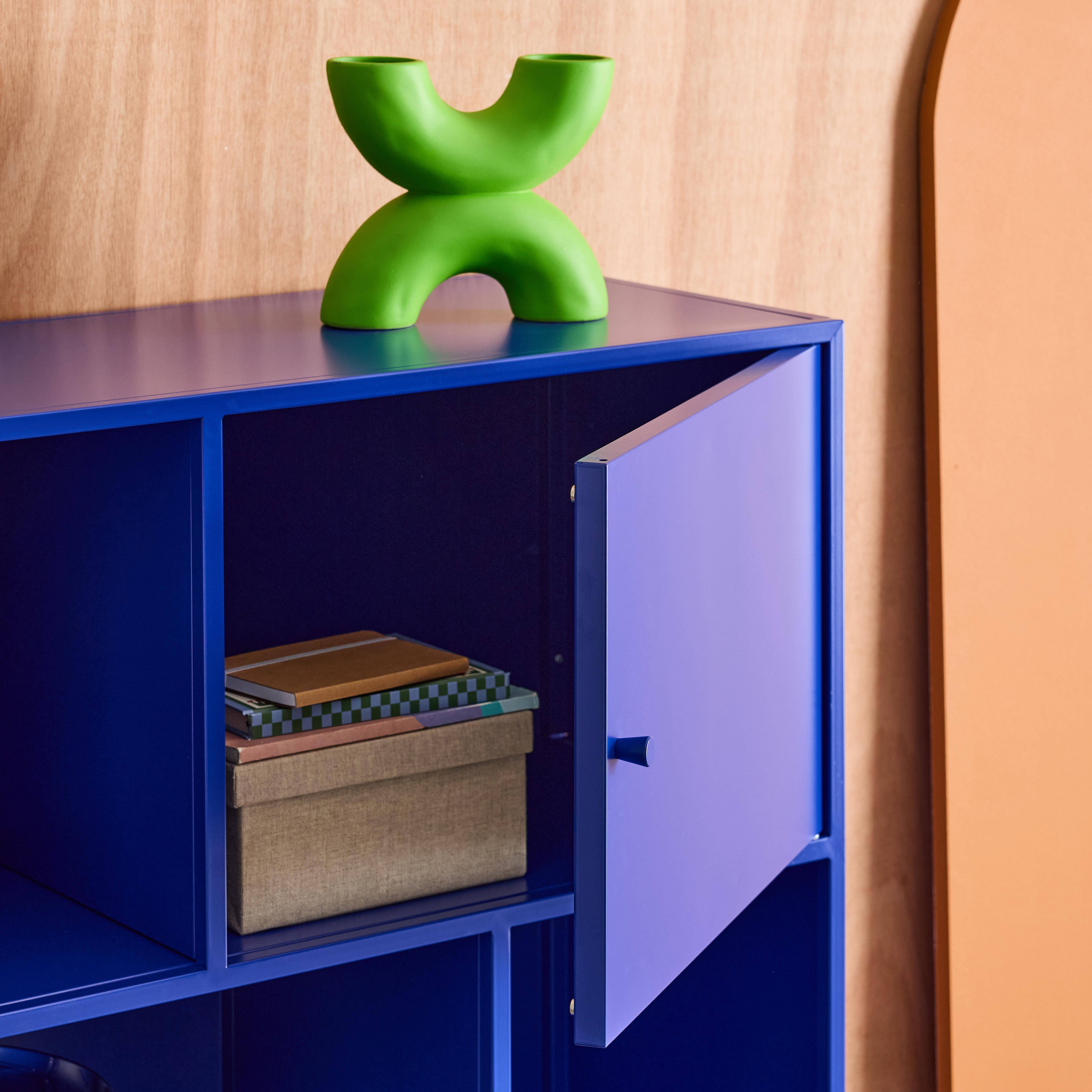 Kredens, industrialna szafka metalowa niebieska, 6 wnęk, dł. 80 x gł. 35 x wys. 125 cm - Oklahoma,sweeek,Photo7