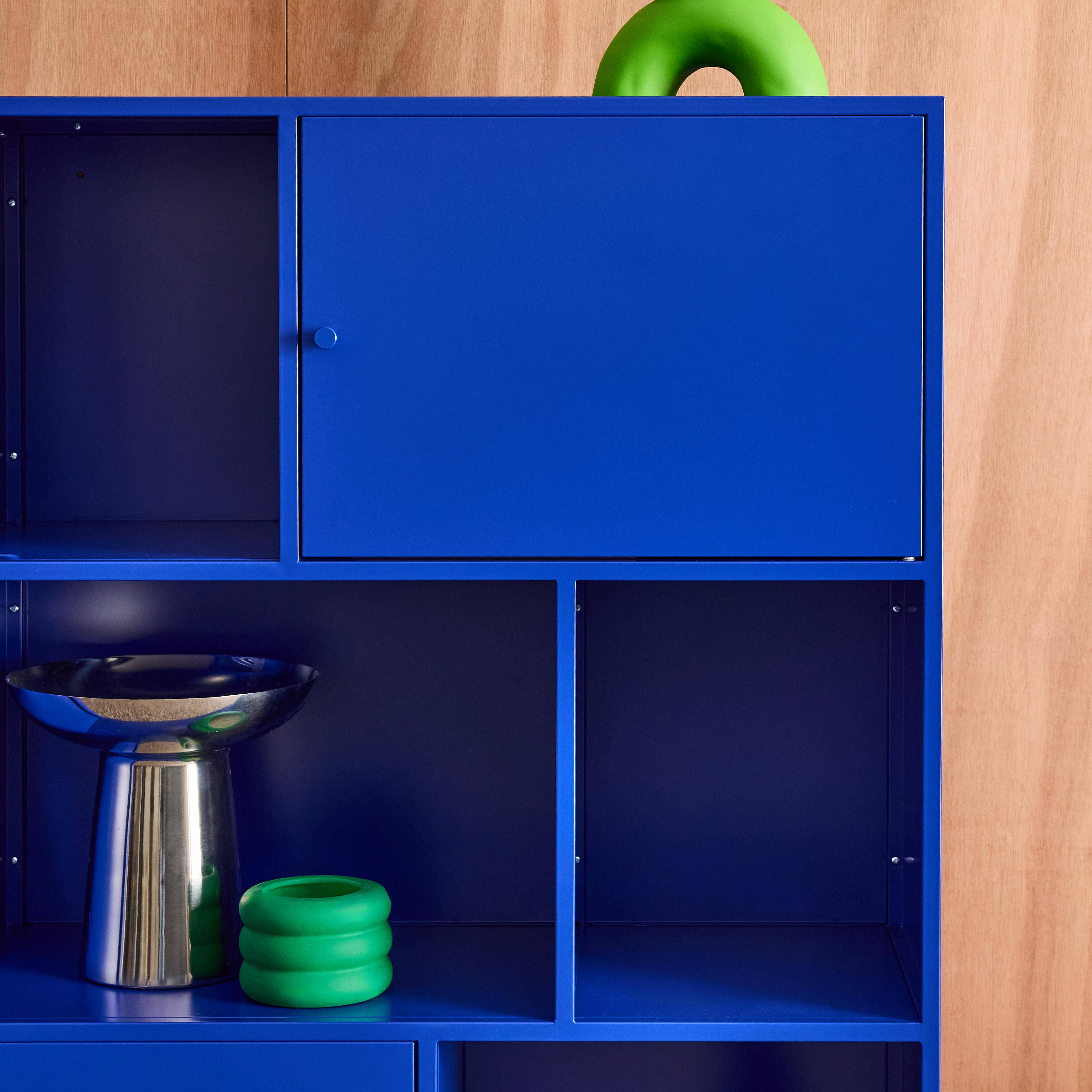 Kredens, industrialna szafka metalowa niebieska, 6 wnęk, dł. 80 x gł. 35 x wys. 125 cm - Oklahoma,sweeek,Photo6