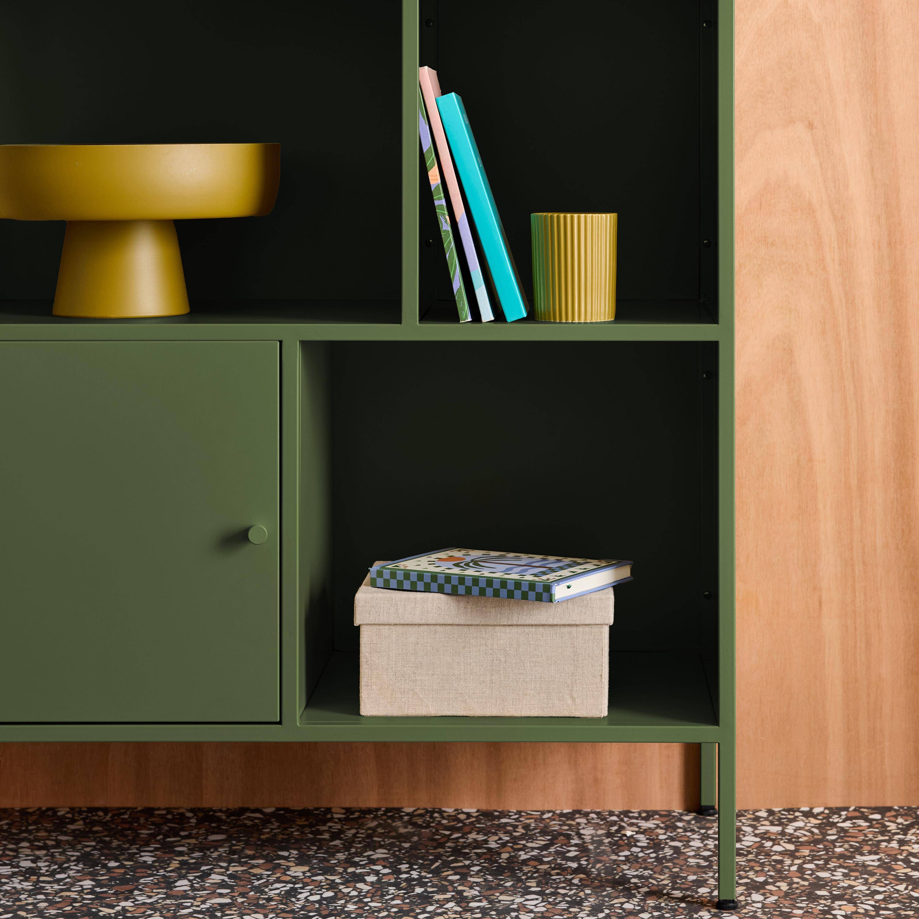 Aparador, mueble de almacenamiento industrial de metal con 6 compartimentos Verde - 80x35x125 cm,sweeek,Photo6