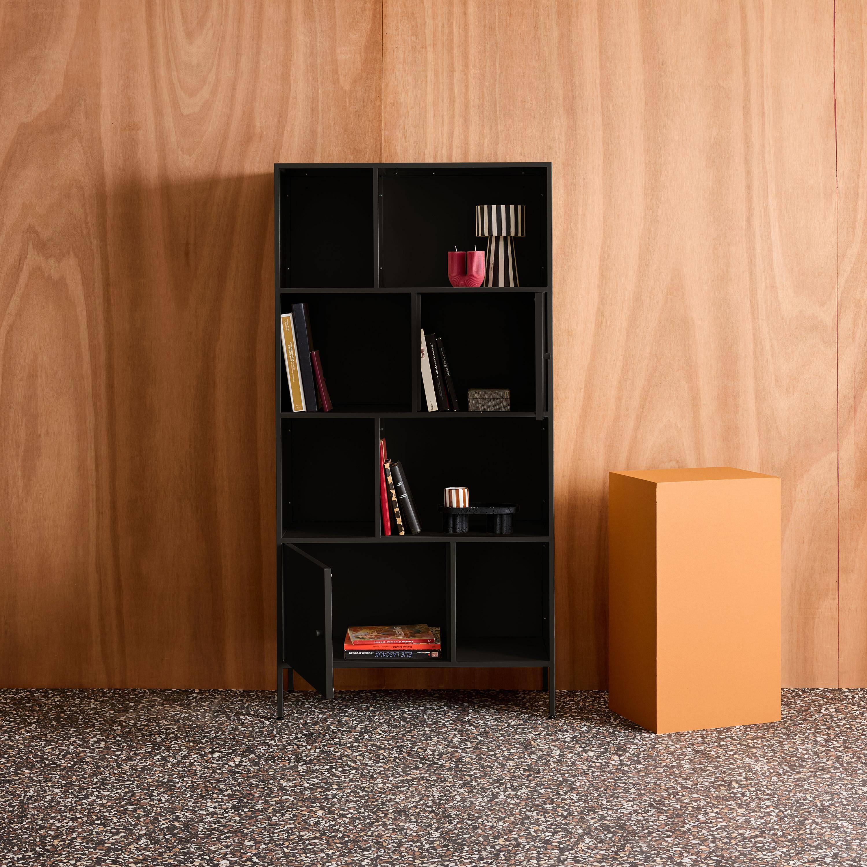 Buffet, industrial metal storage unit with 8 compartments Black 80x35x160.5 cm - Oklahoma,sweeek,Photo3