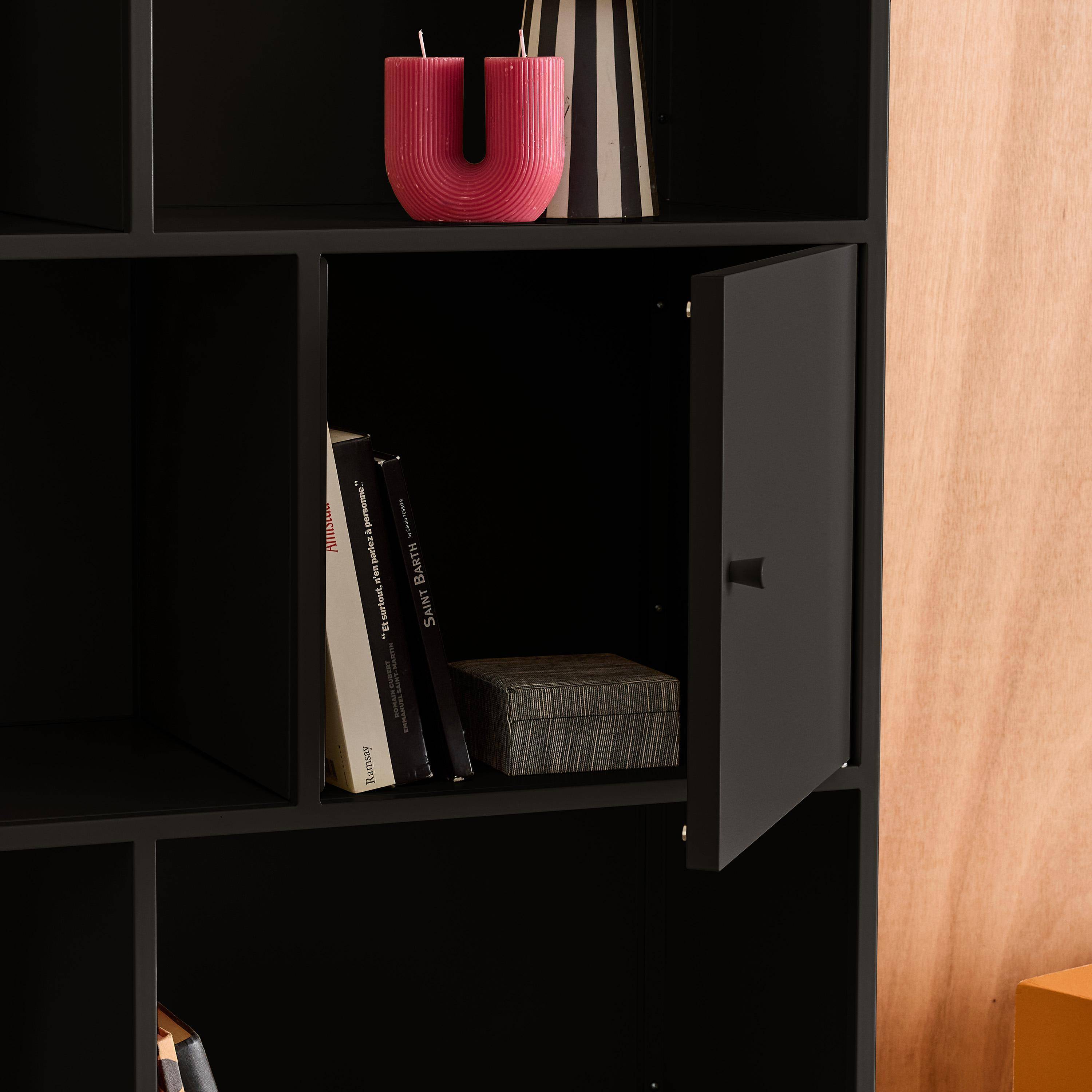 Buffet, industrial metal storage unit with 8 compartments Black 80x35x160.5 cm - Oklahoma,sweeek,Photo7