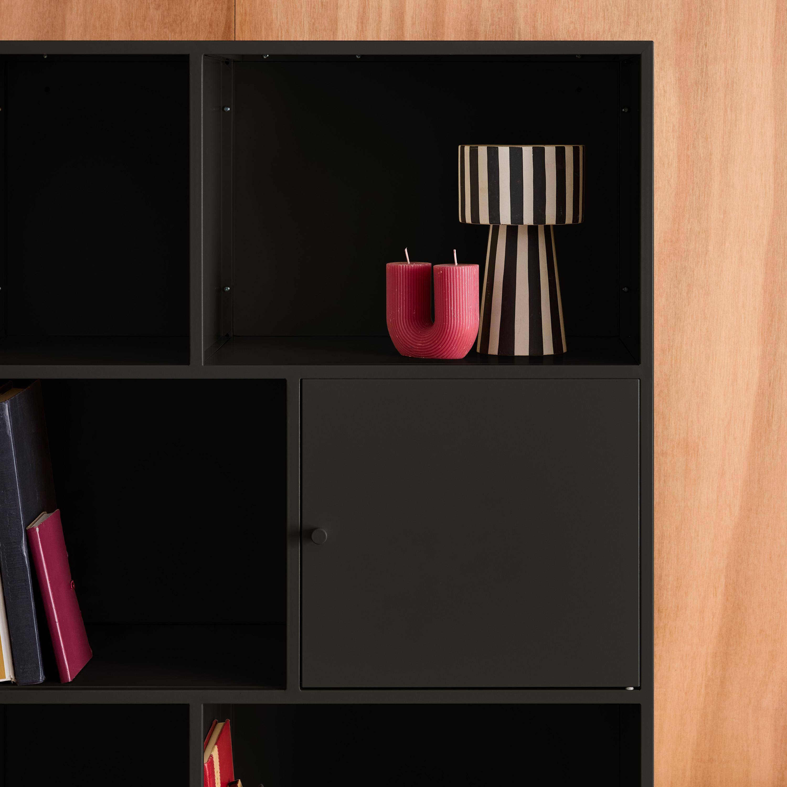 Buffet, industrial metal storage unit with 8 compartments Black 80x35x160.5 cm - Oklahoma,sweeek,Photo6