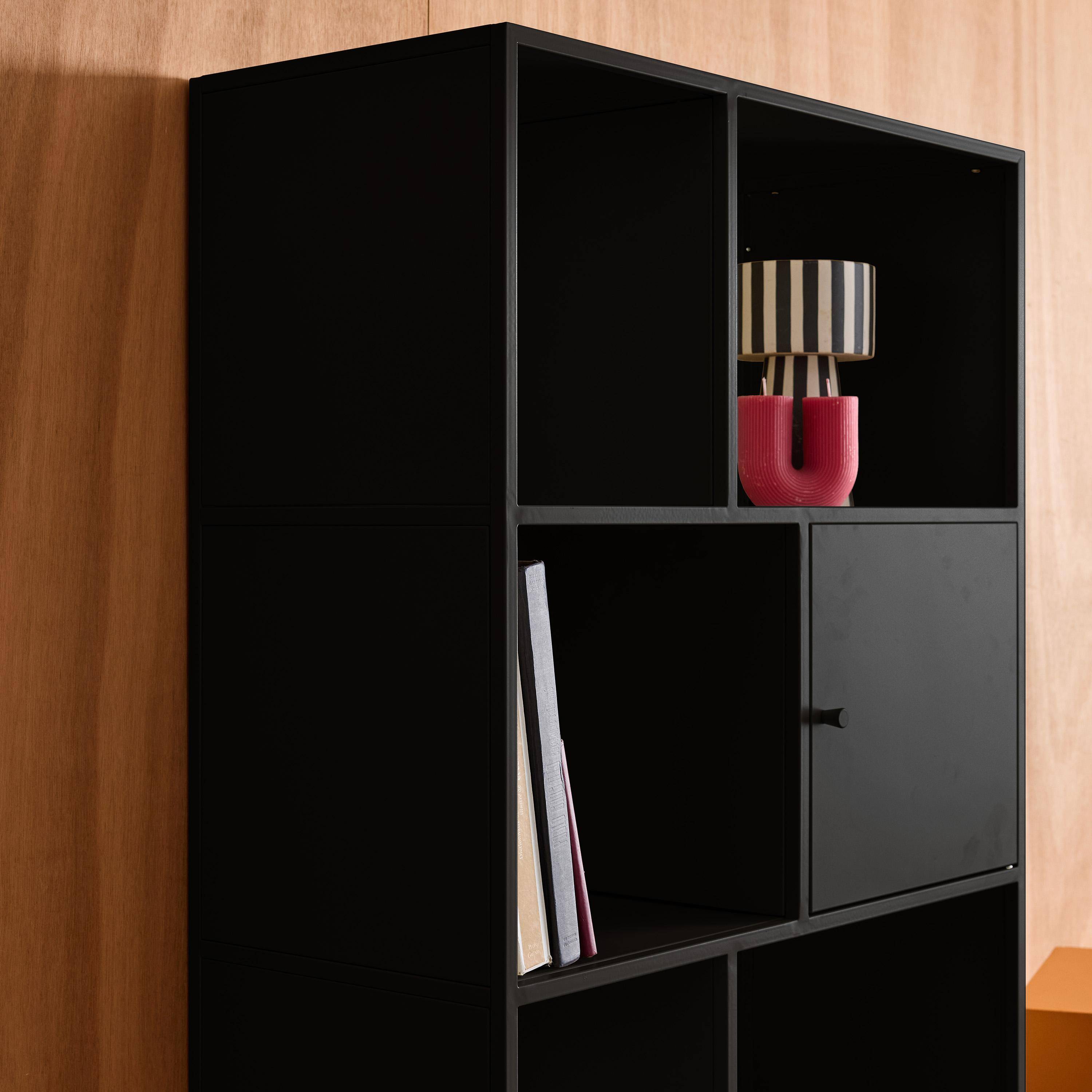 Buffet, industrial metal storage unit with 8 compartments Black 80x35x160.5 cm - Oklahoma,sweeek,Photo8