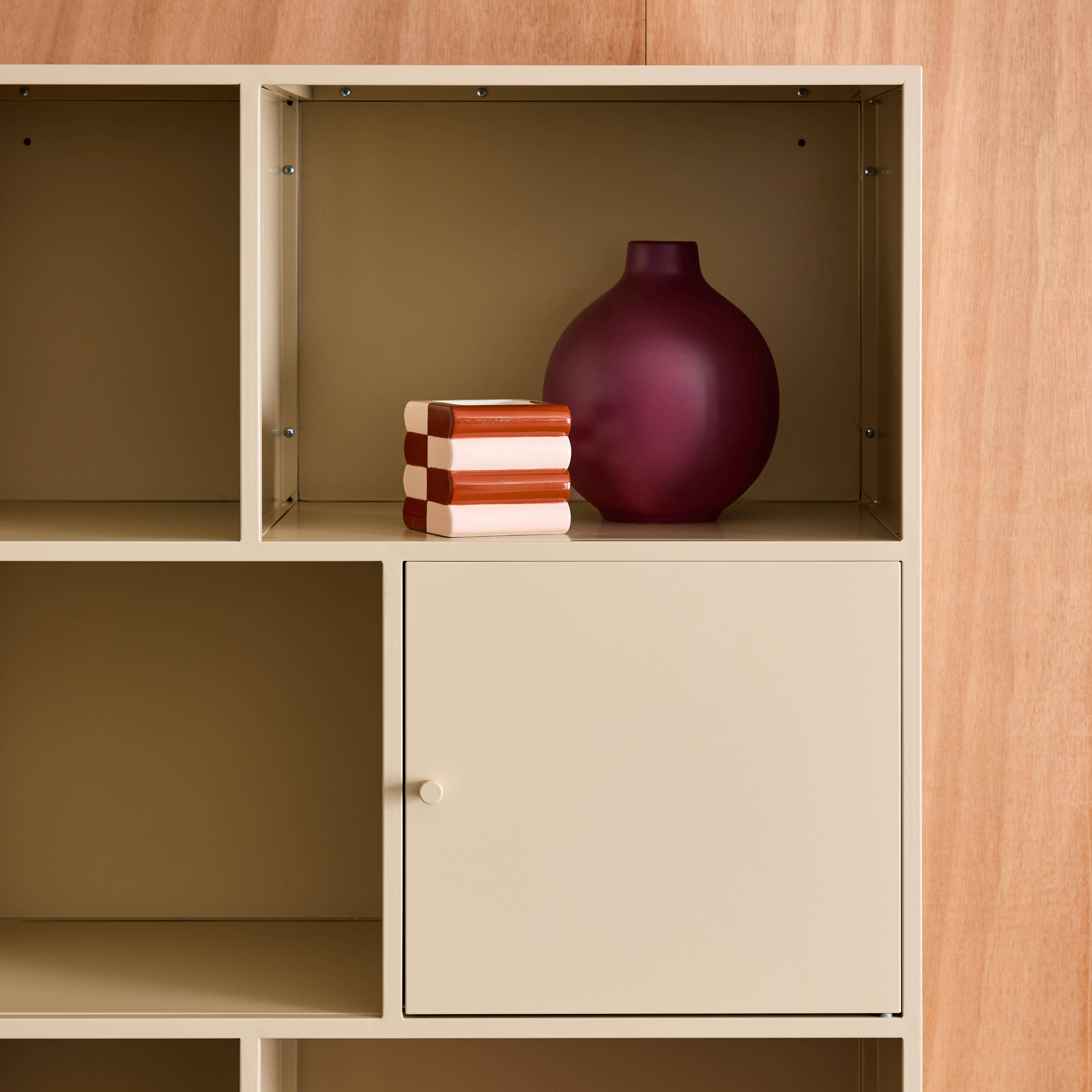 Kredens, mebel do przechowywania w stylu industrialnym, metal kremowy, 8 wnęk, dł. 80 x gł. 35 x wys. 160,5 cm - Oklahoma,sweeek,Photo6