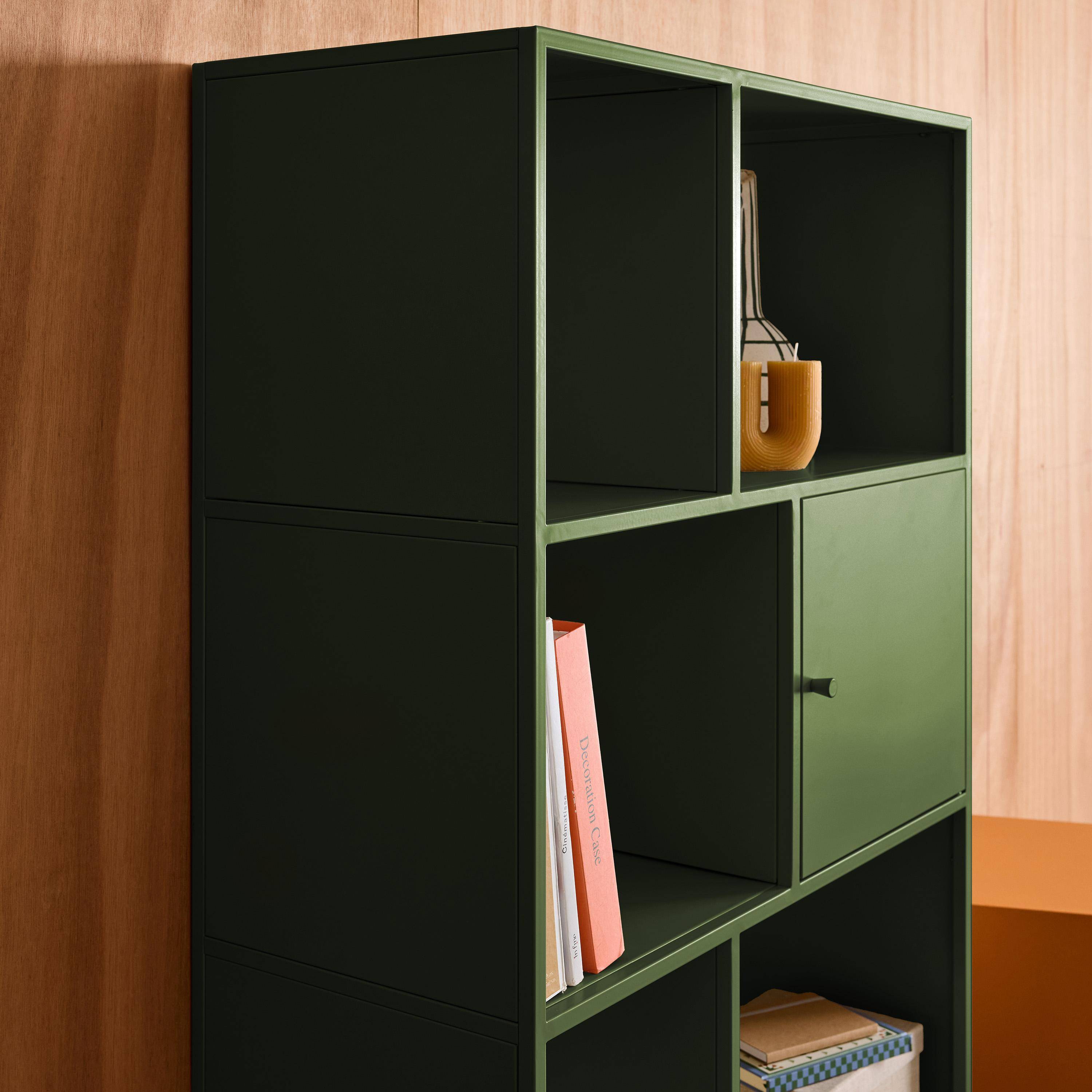 Buffet, industrial metal storage unit with 8 compartments Green 80x35x160.5 cm - Oklahoma Photo8