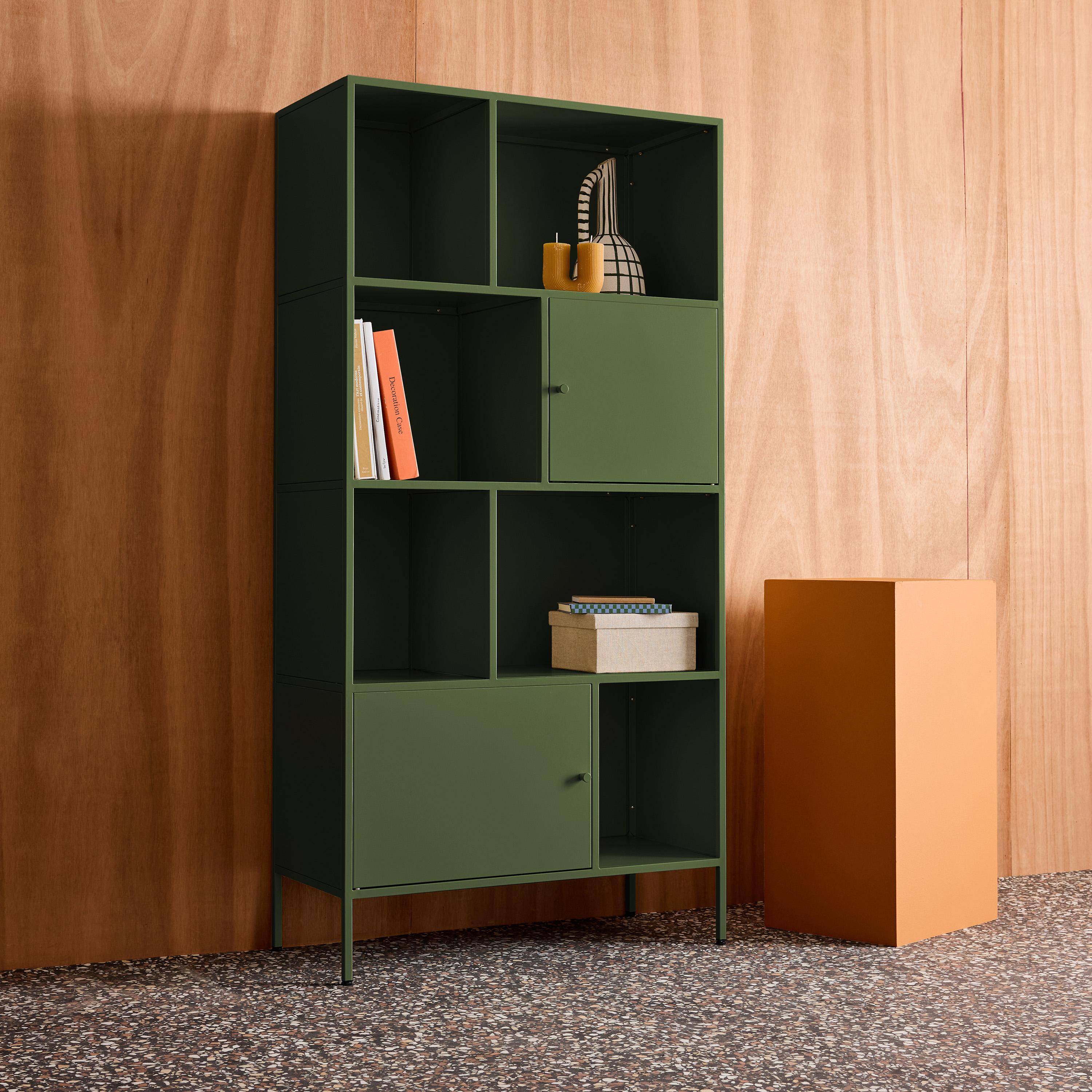 Buffet, industrial metal storage unit with 8 compartments Green 80x35x160.5 cm - Oklahoma Photo5