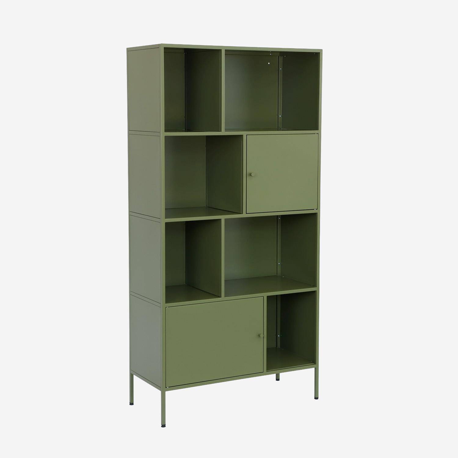 Buffet, industrial metal storage unit with 8 compartments Green 80x35x160.5 cm - Oklahoma,sweeek,Photo9