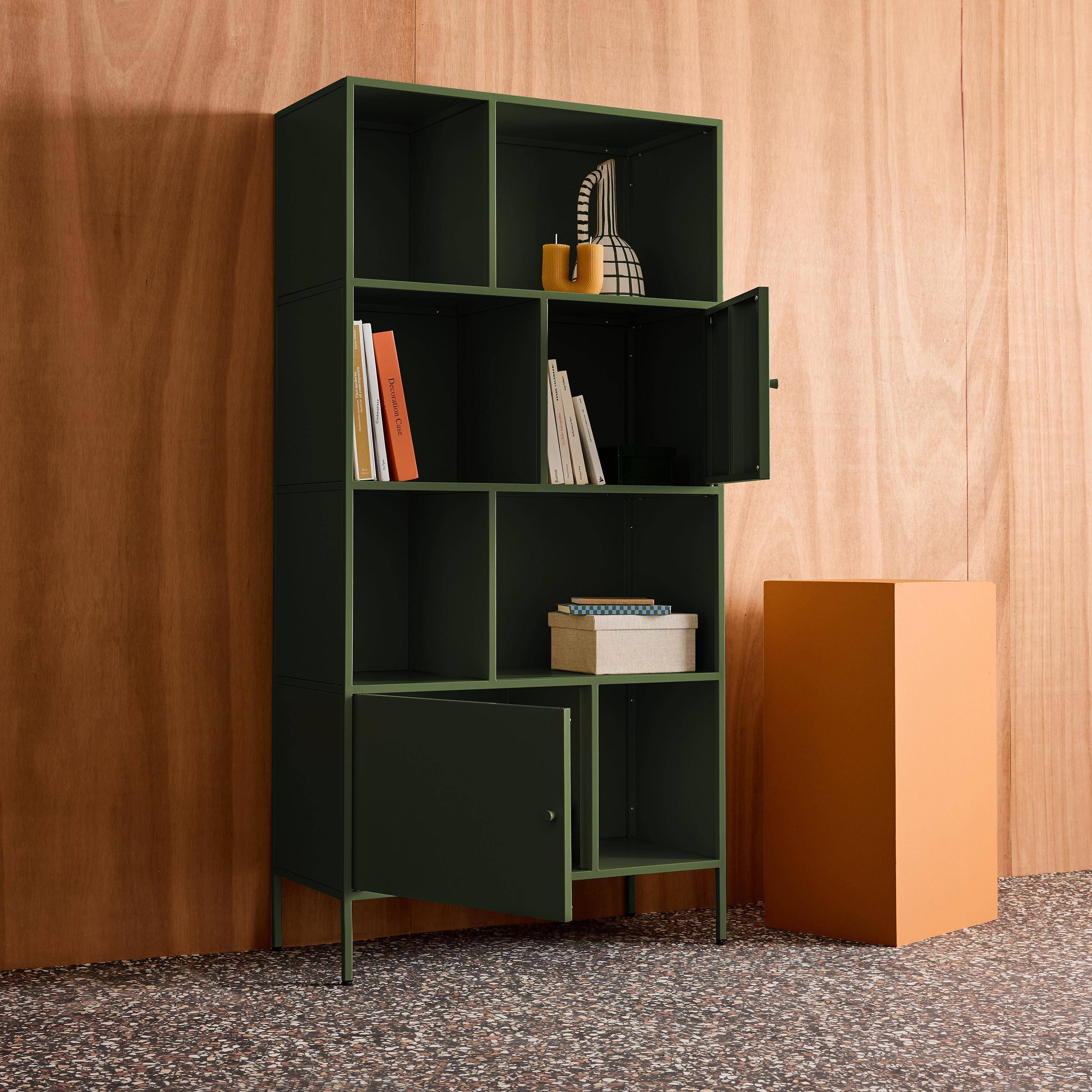 Buffet, industrial metal storage unit with 8 compartments Green 80x35x160.5 cm - Oklahoma Photo3