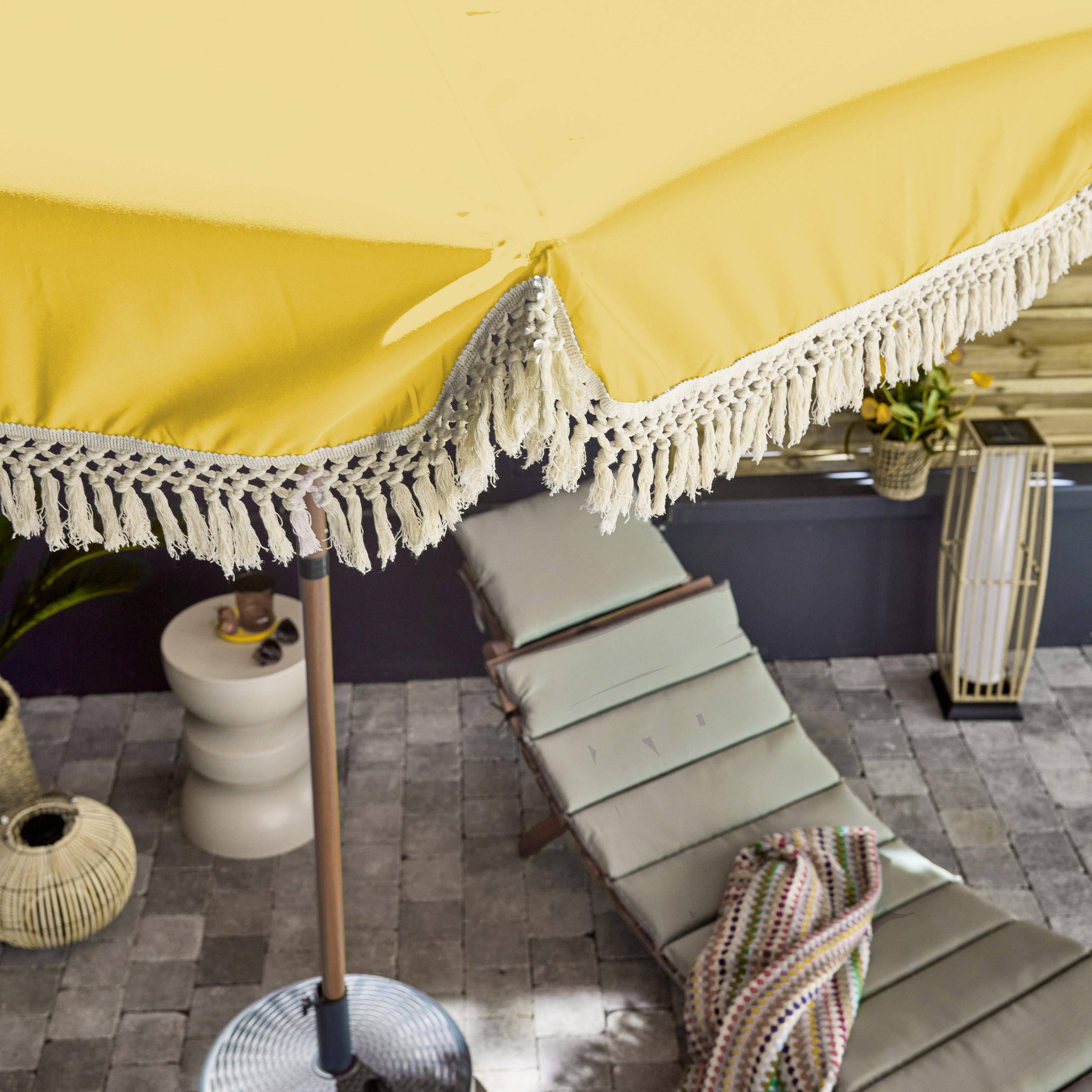 Ombrellone dritto con frange in acciaio, 2m Ocra - 200x200x225 cm Photo2