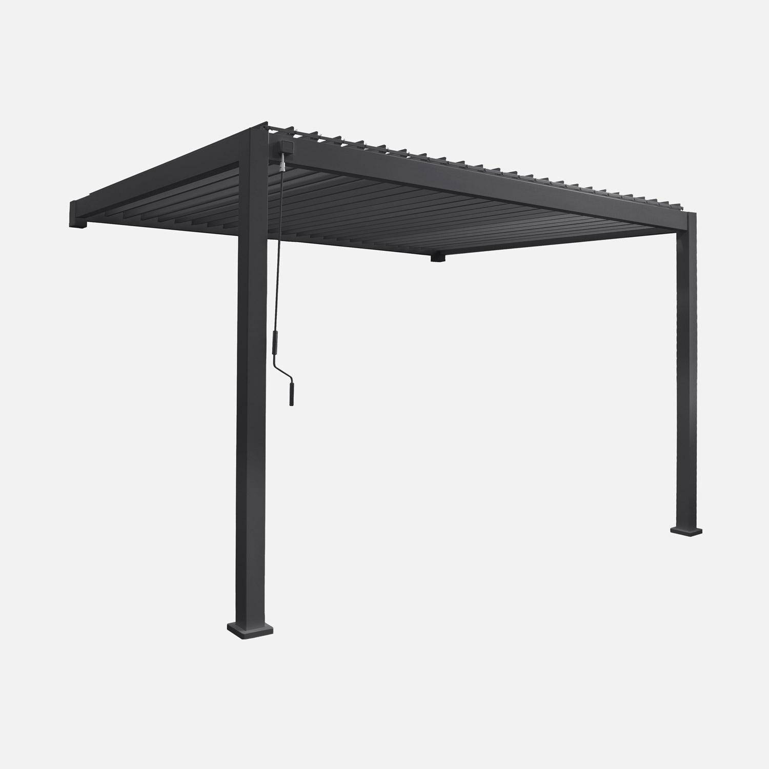Pérgola bioclimática de aluminio adosada con lamas orientables 3x4m Triomphe, Triomphe adosada 3x4m, Antracita, 391x301x250 cm Photo2