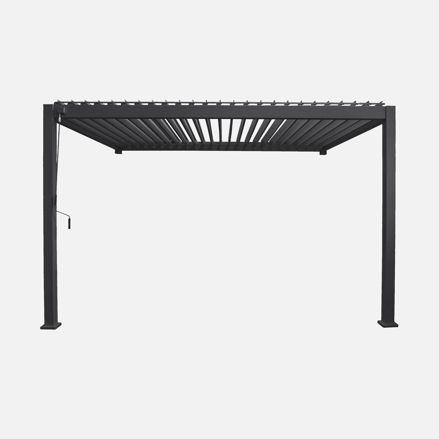 Pergola bioclimatique aluminium anthracite adossée lames orientables 4x3m Triomphe ,sweeek,Photo4