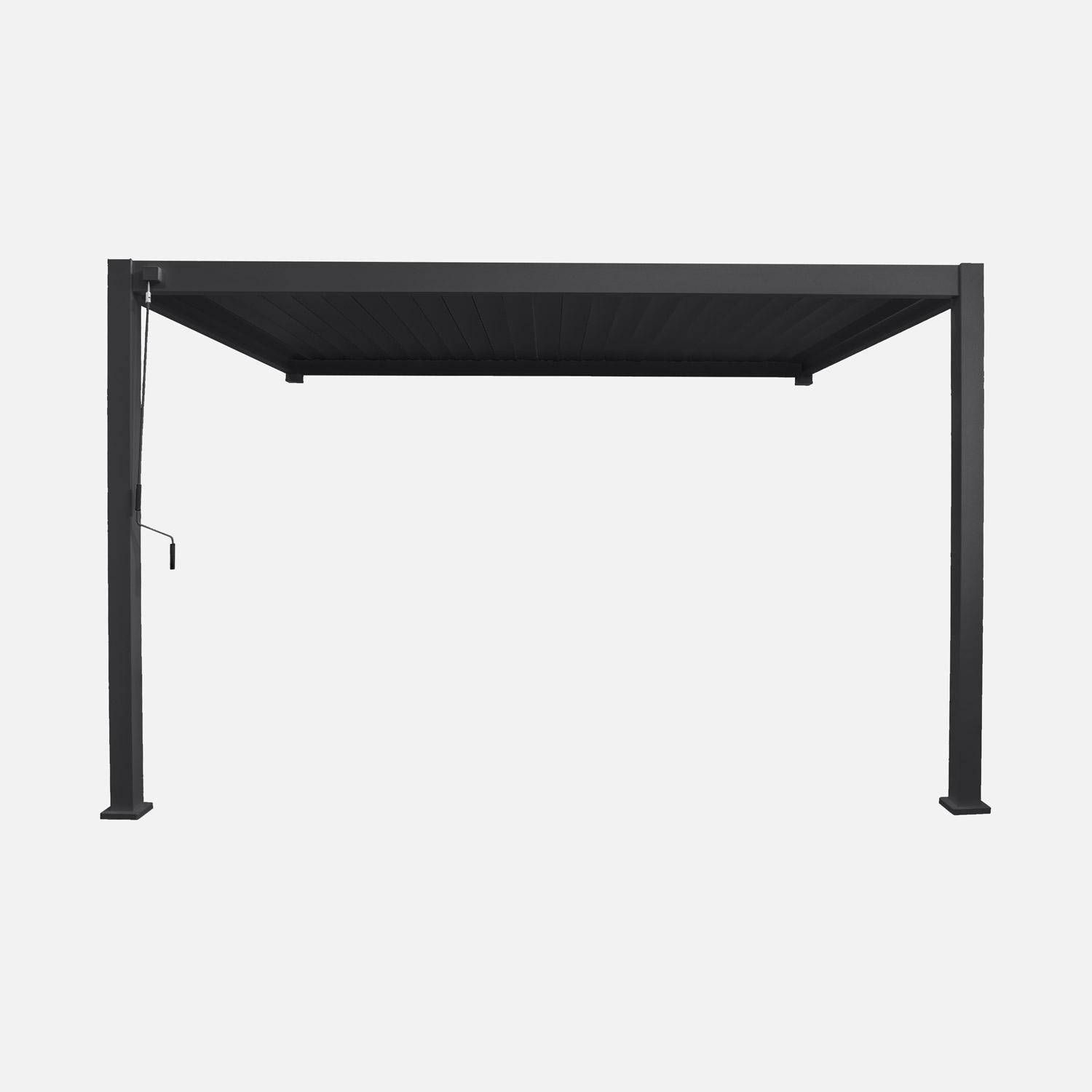 Pergola bioclimatique aluminium anthracite adossée lames orientables 4x3m Triomphe ,sweeek,Photo5