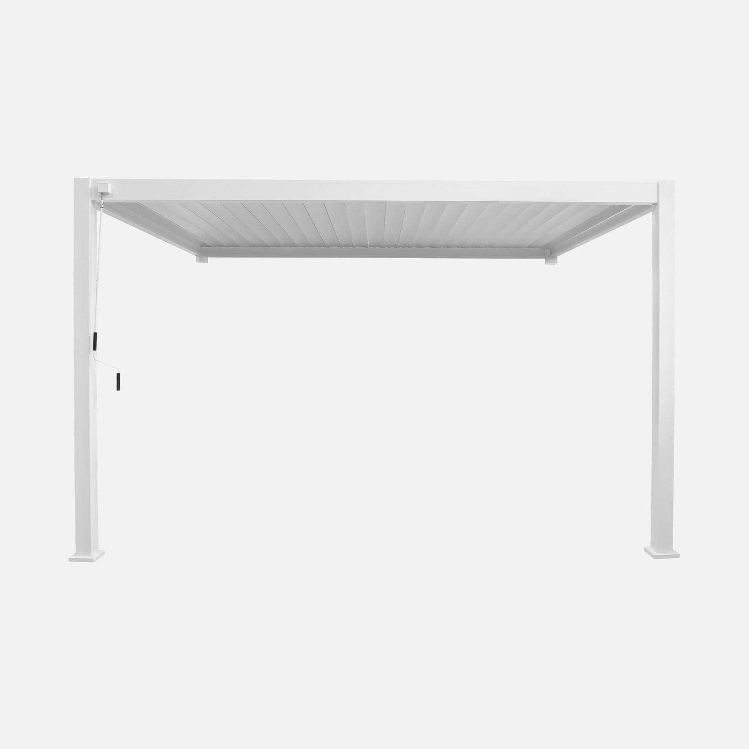 Pergola bioclimatique aluminium blanc adossée lames orientables 4x3m Triomphe  Photo4