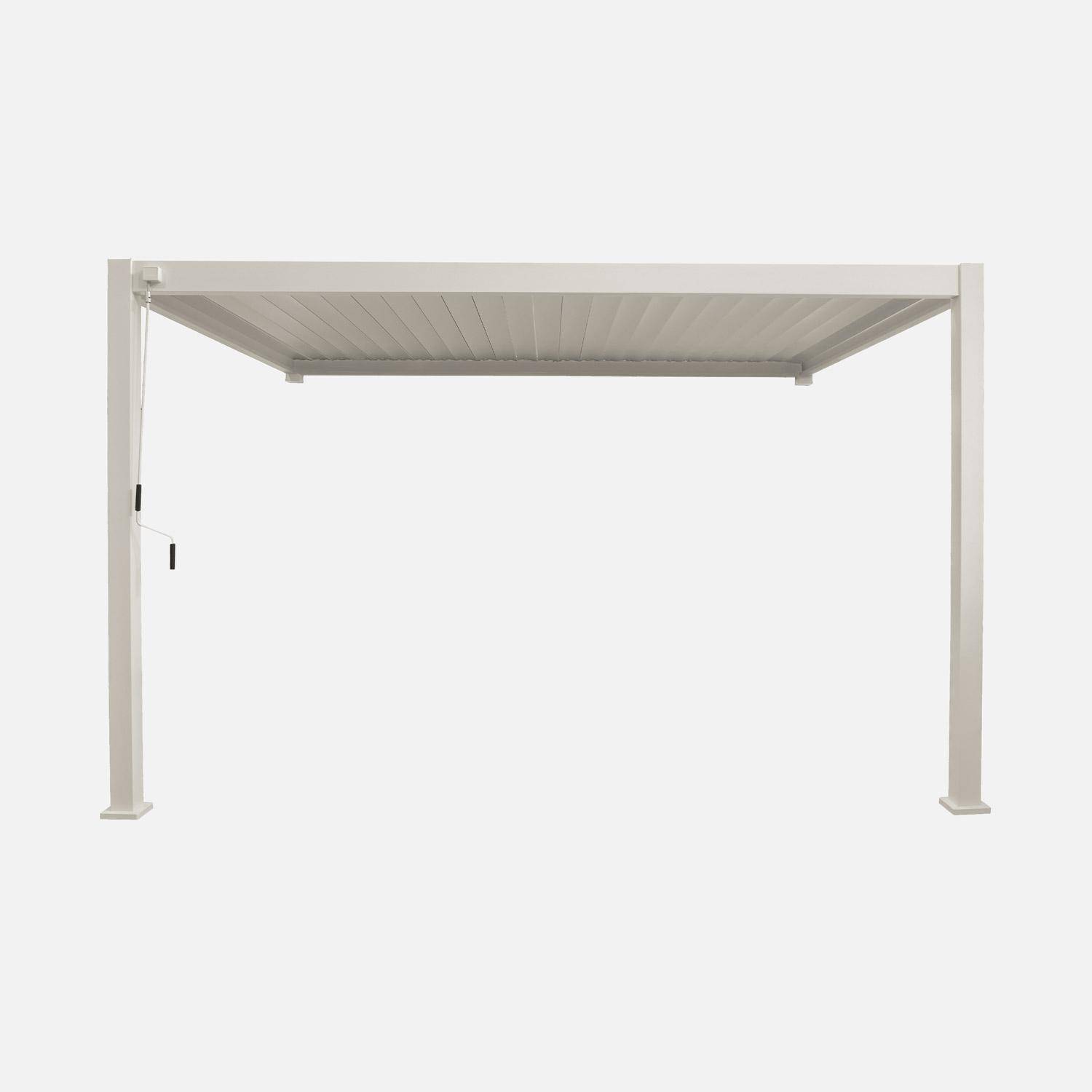 Pergola bioclimatique aluminium beige adossée lames orientables 4x3m Triomphe  Photo4