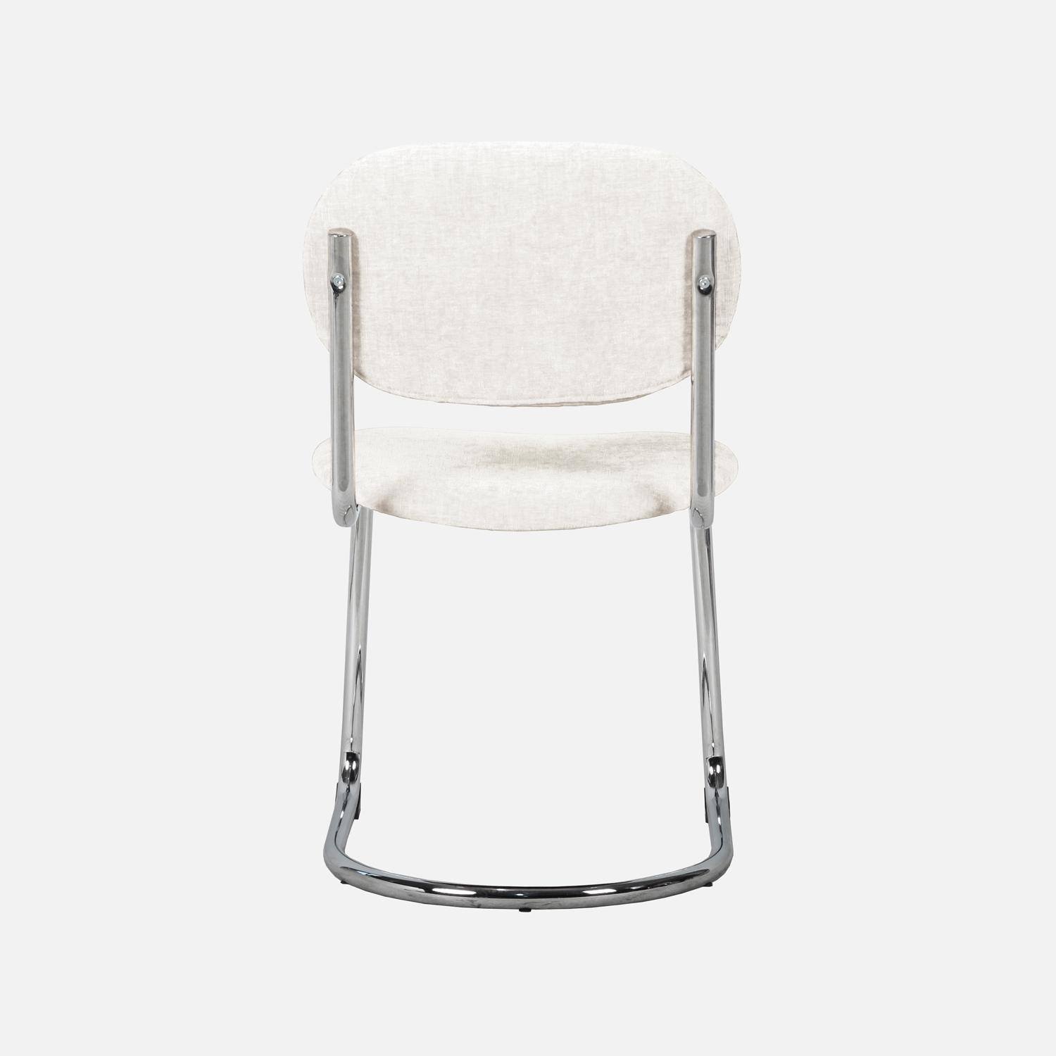 Set 2 sedie arrotondate metallo, tessuto bouclé e gambe cromate, Maloa, Beige, 47x54.5x81 cm Photo4