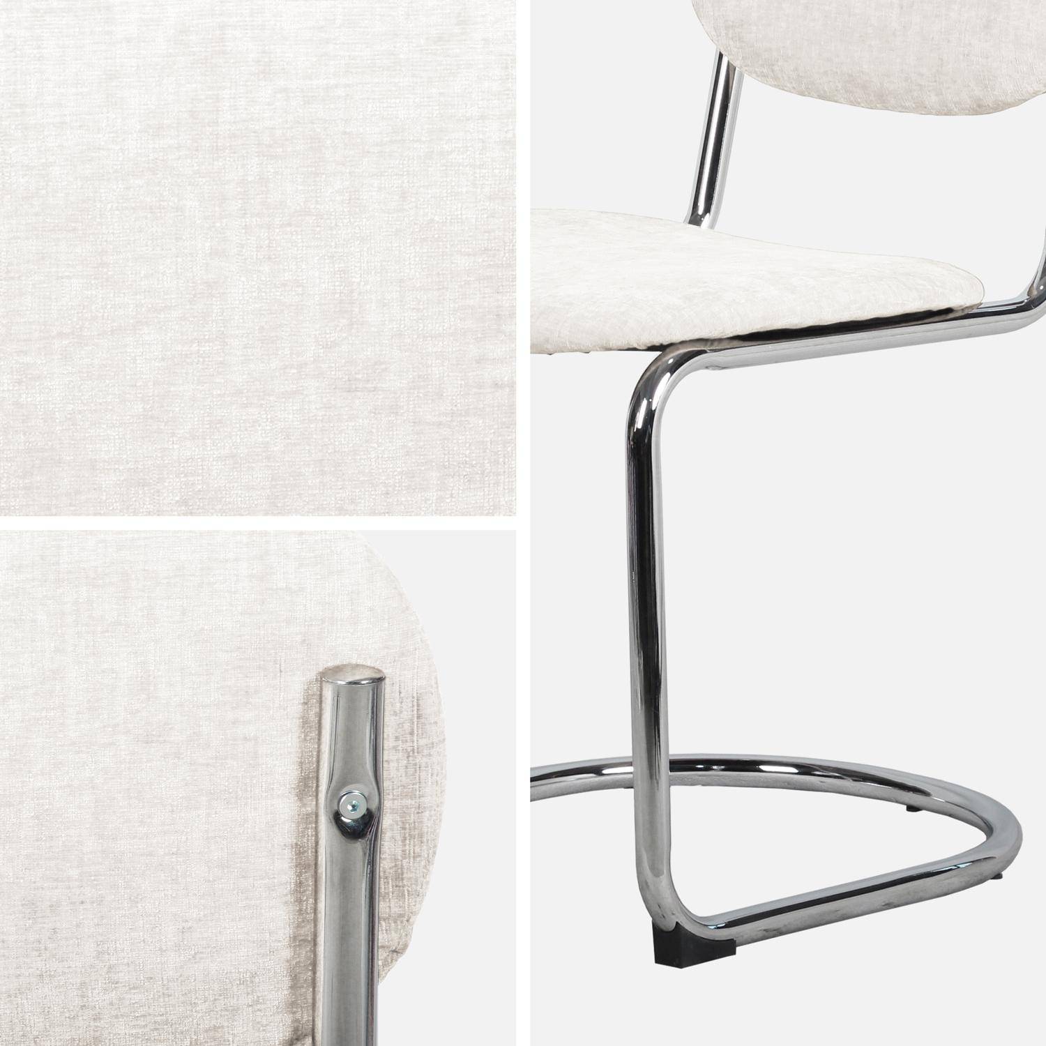 Set 2 sedie arrotondate metallo, tessuto bouclé e gambe cromate, Maloa, Beige, 47x54.5x81 cm,sweeek,Photo5
