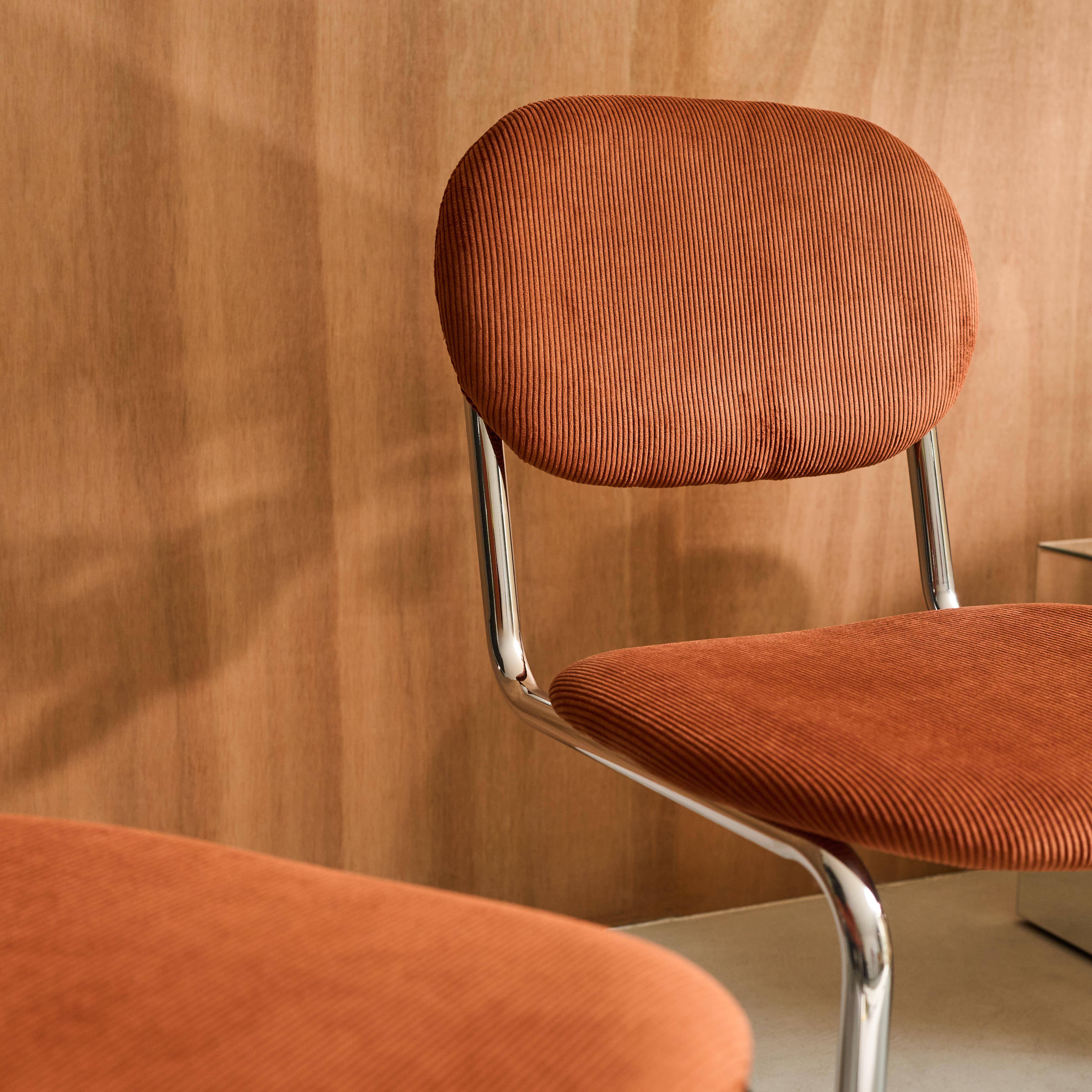 Zestaw 2 krzeseł z metalową ramą, z sztruksu w kolorze camel i chromowanymi nózkami - dł. 47 x gł. 54,5 x wys. 81 cm - Maloa,sweeek,Photo3