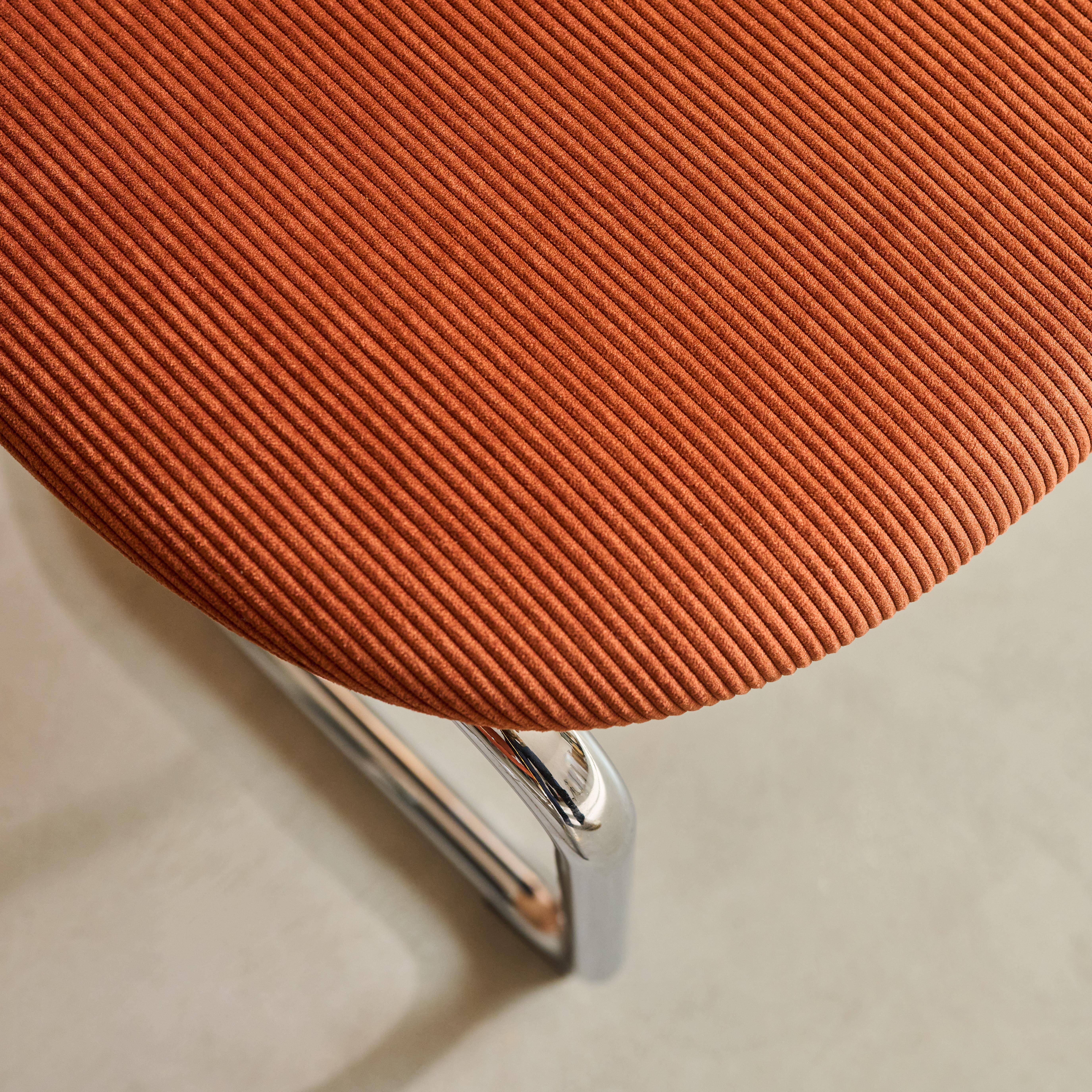 Zestaw 2 krzeseł z metalową ramą, z sztruksu w kolorze camel i chromowanymi nózkami - dł. 47 x gł. 54,5 x wys. 81 cm - Maloa Photo4